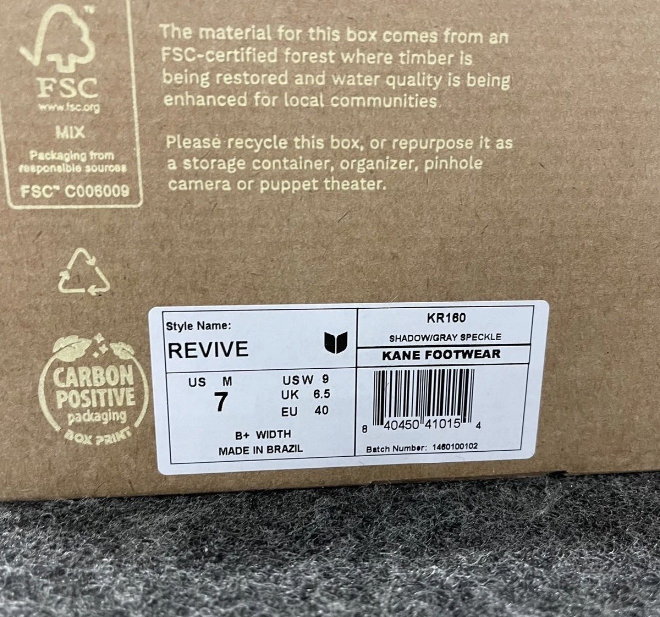 KANE Revive Active Recovery Shoes Unisex Size US M7/W9 Shadow/Grey
