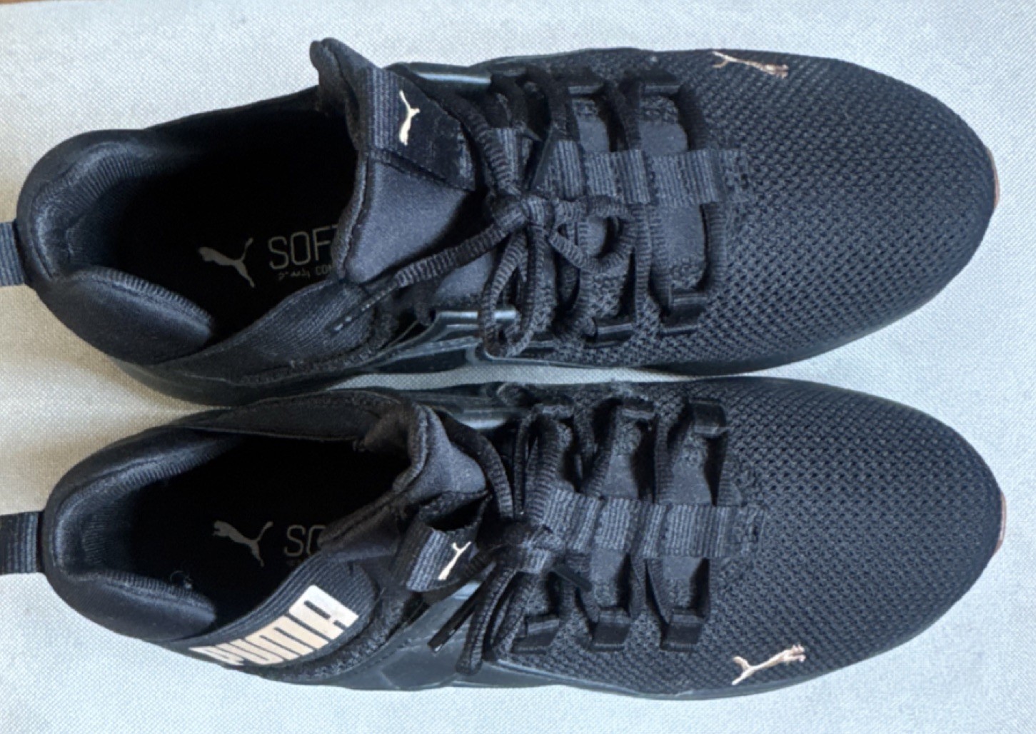 PUMA Black Mesh Upper Cushioned Running Sneakers Lace Up Low Top Athletic Shoes