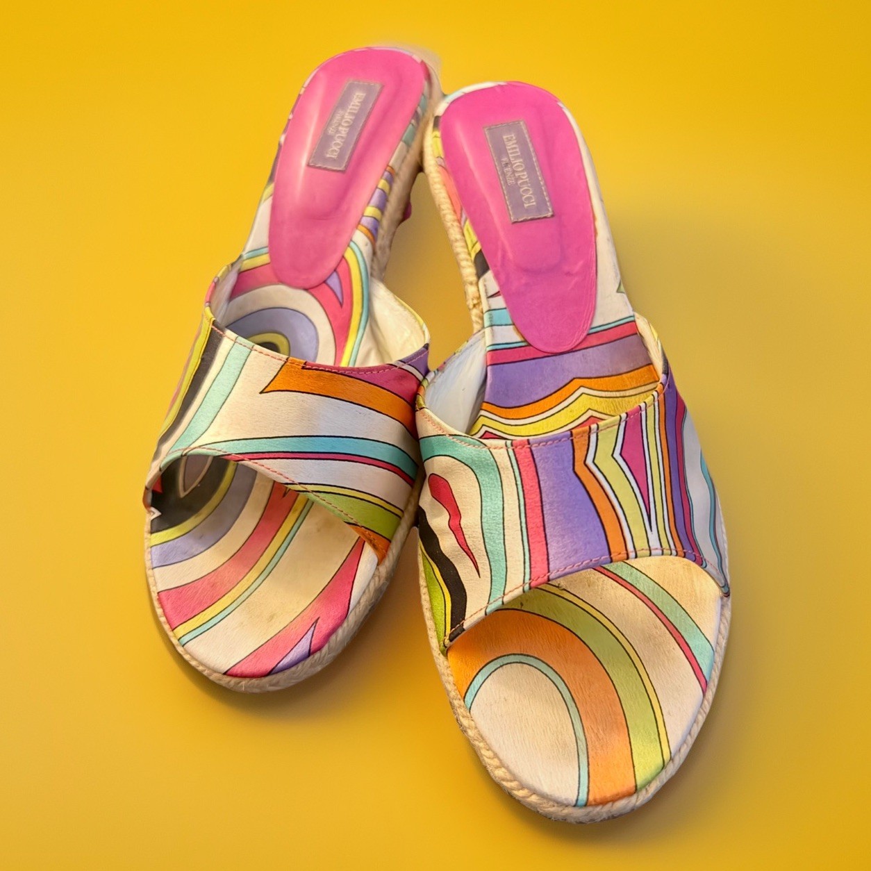 RARE Emilio PUCCI Shoes! HAUTE COUTURE Colorful Rainbow Designer SUMMER SANDALS!