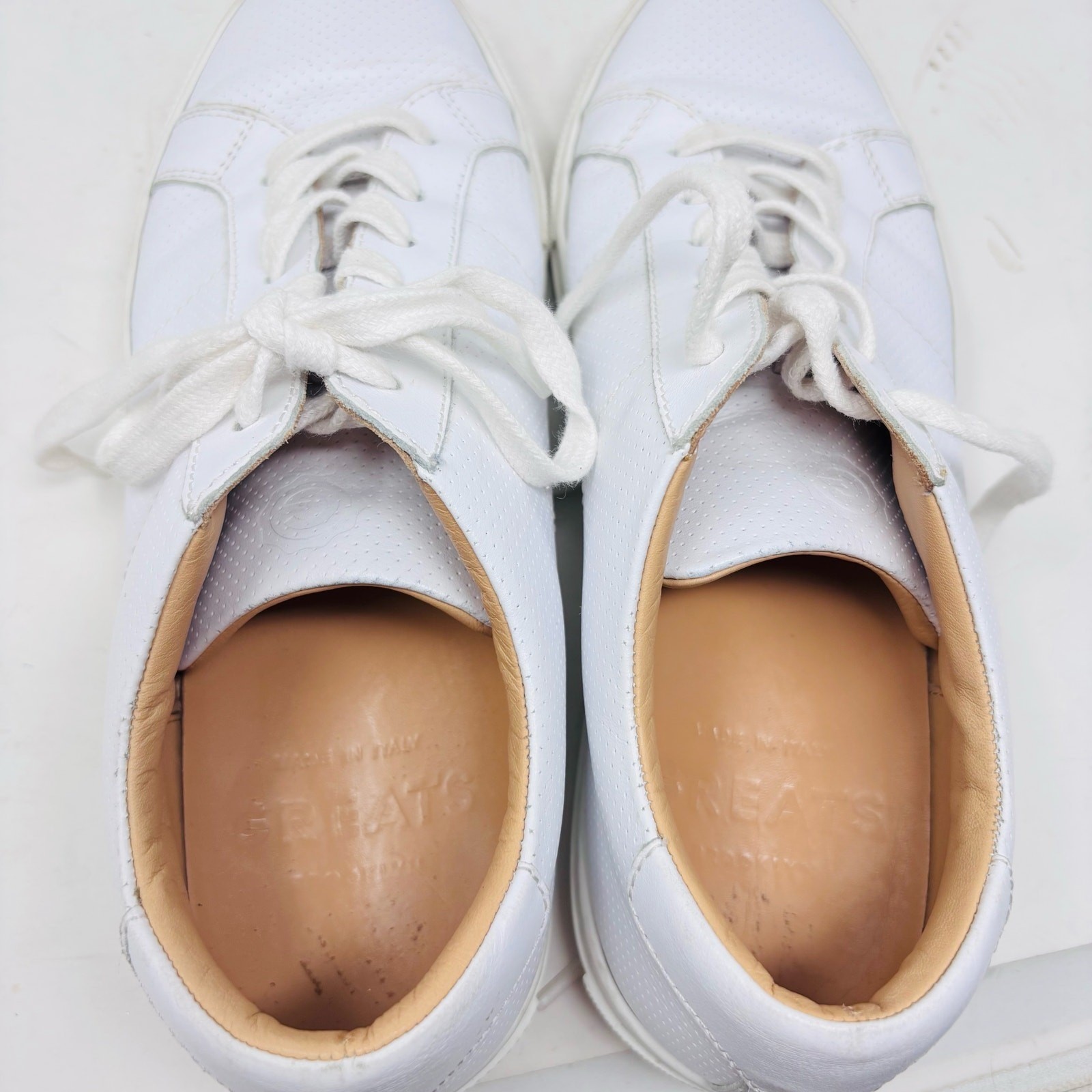Greats Brooklyn Sneaker Size 9.5 Royale Perforated White Leather Lace Up Italy