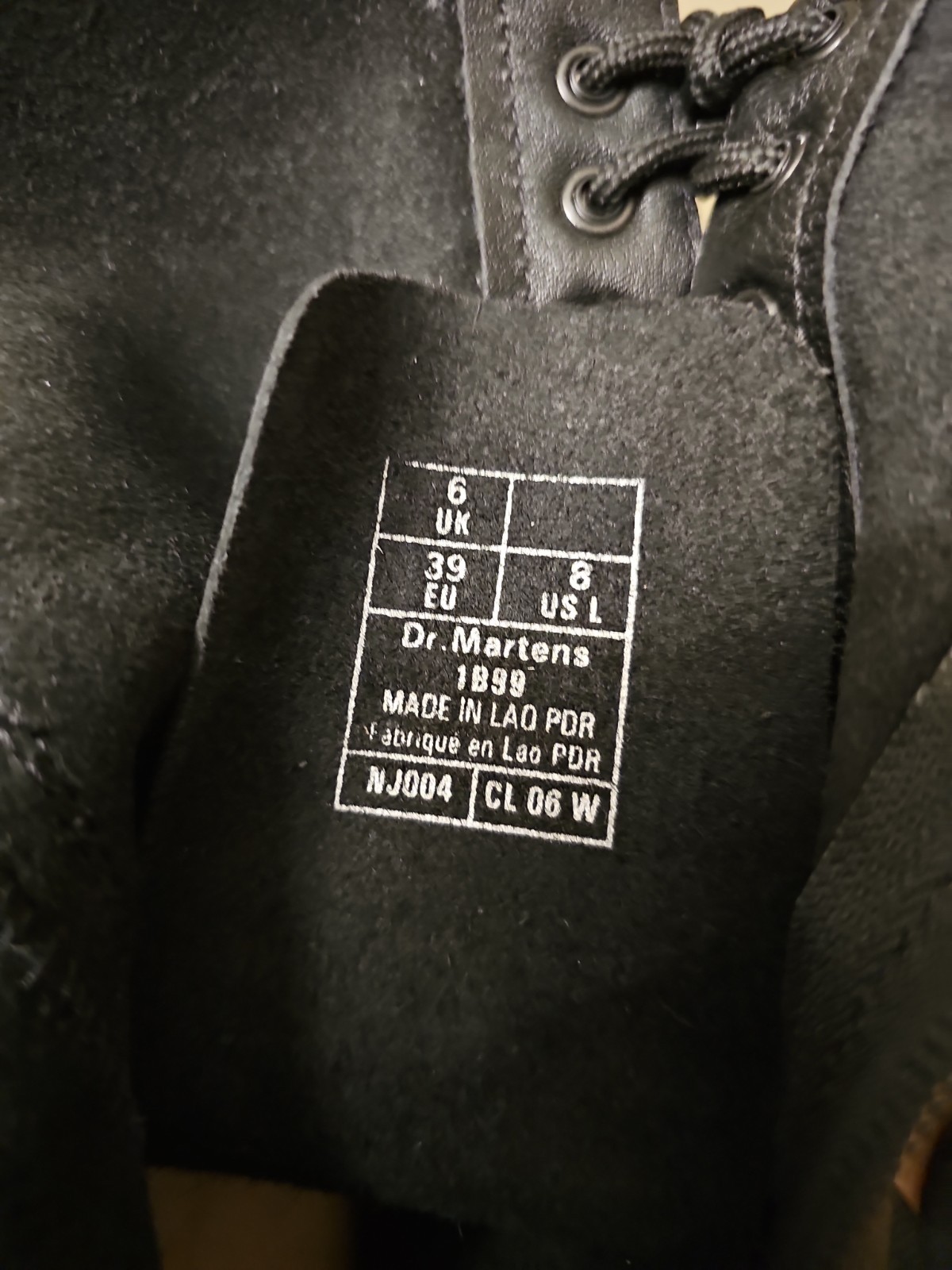 Dr. Martens 1B99 Lace Up/Side Zip 14 Eye Black Leather Boots Womens US 8 (NJ004)
