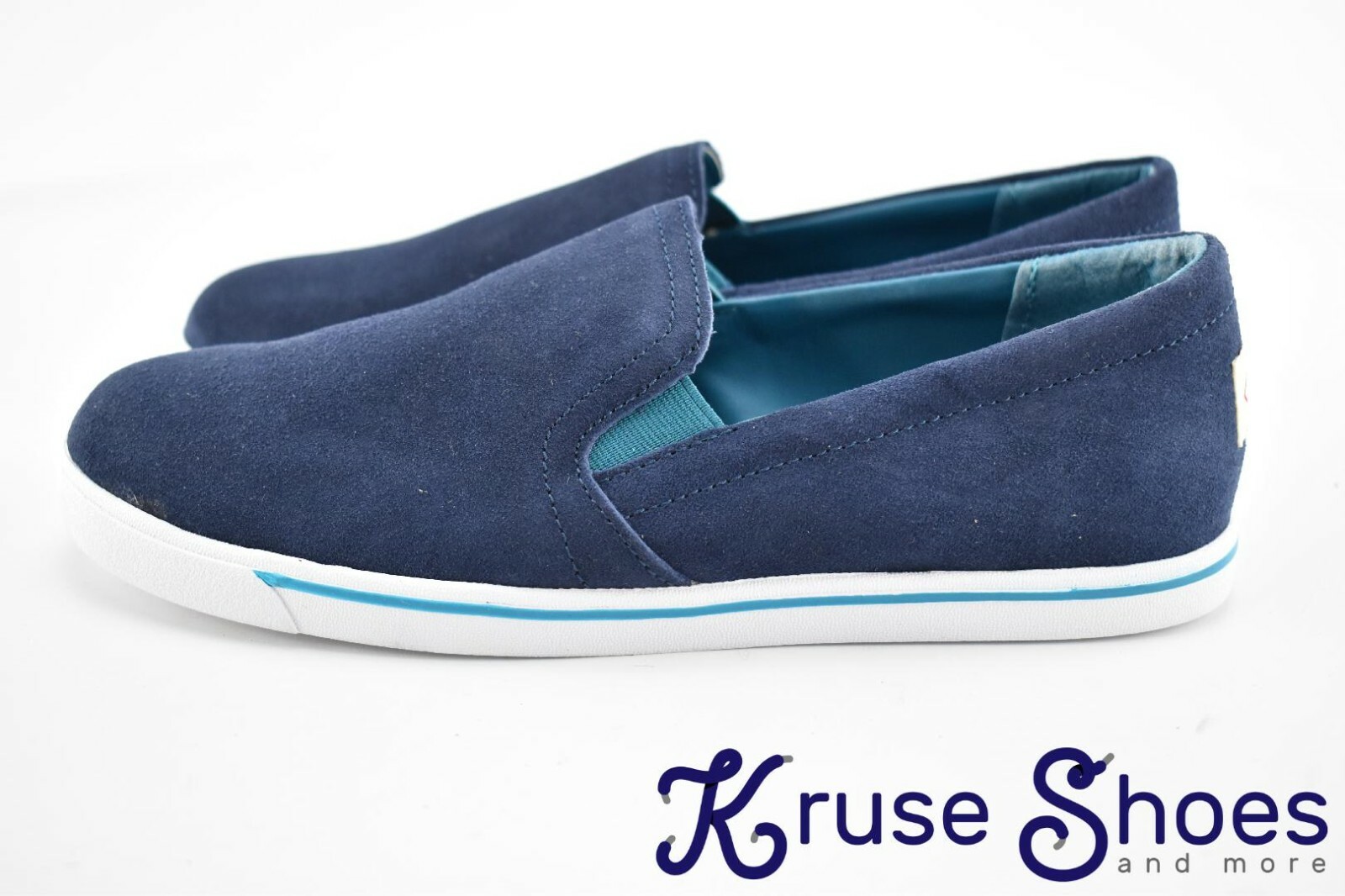 Lands’ End Women’s Canvas Leather Slip-On Sneakers «Deep Sea» Size 7B