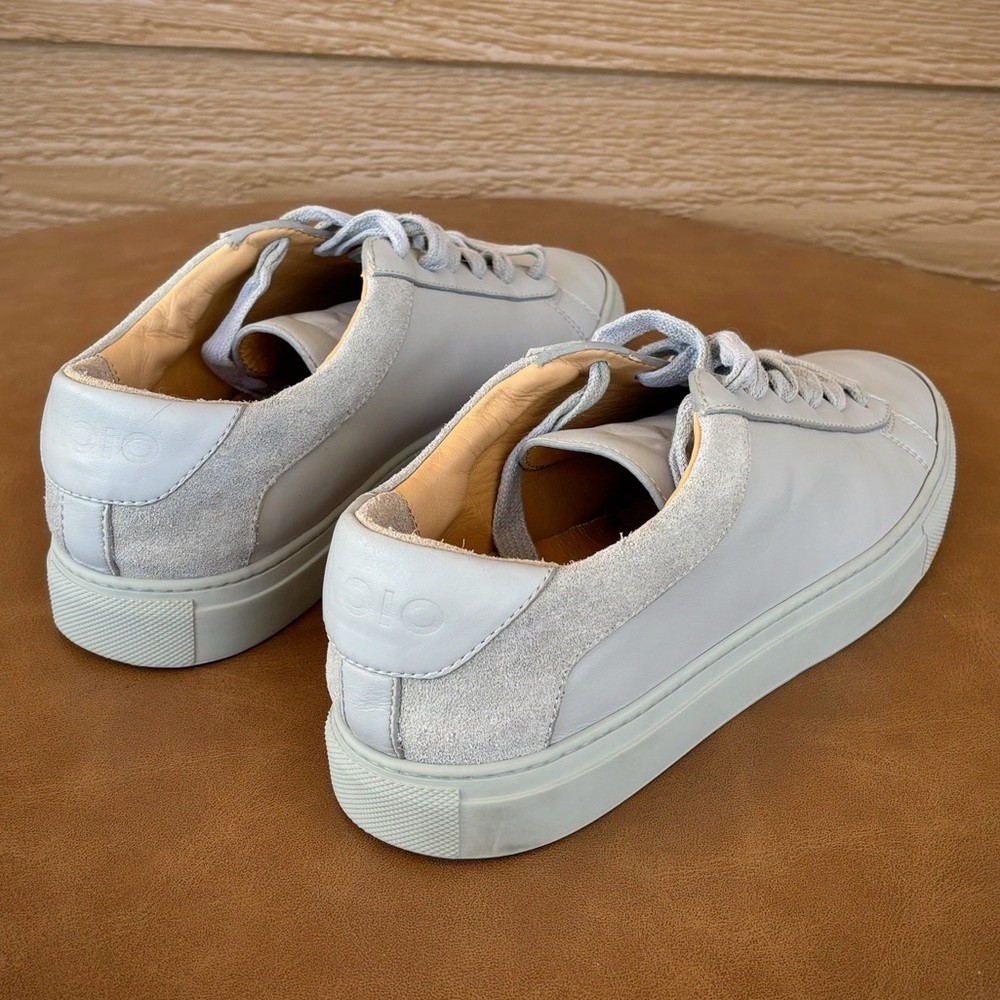 KOIO Light Gray & White Low-Top Leather Sneakers Sz 40