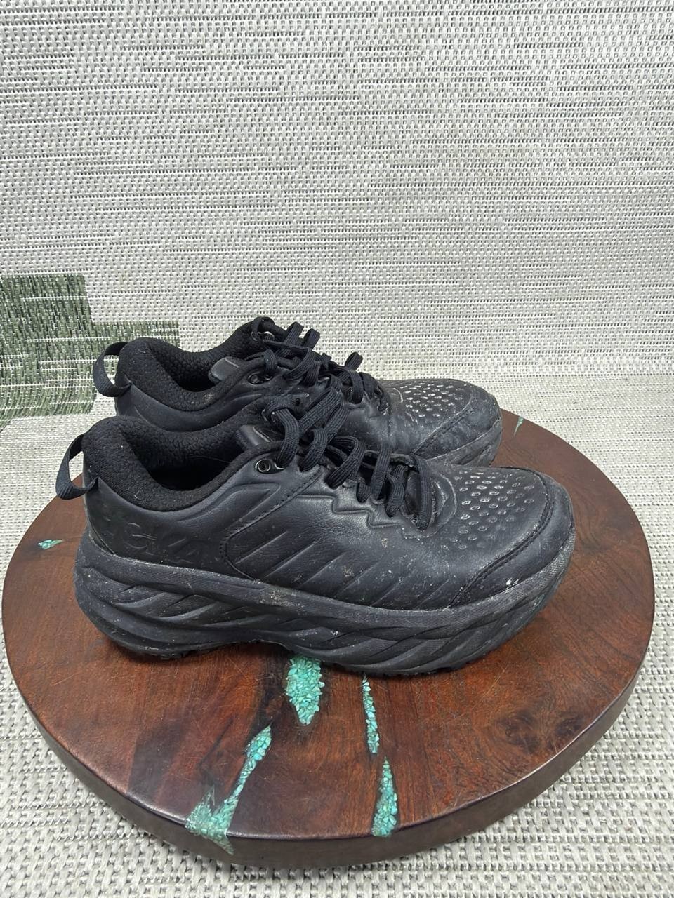 Hoka One One Shoes Women Size 6 Bondi Slip Resistant Soft Toe Work Black Leather