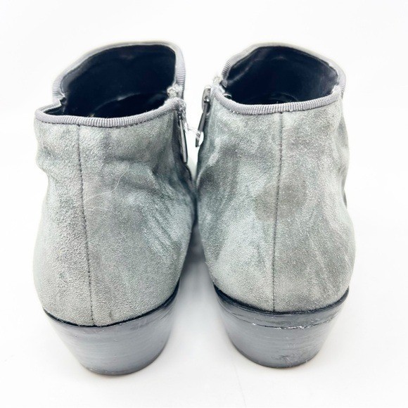 SAM EDELMAN GRAY SUEDE LOW TOP SIDE ZIP PETTY BOOTIES BOOTS WOMENS SZ 9