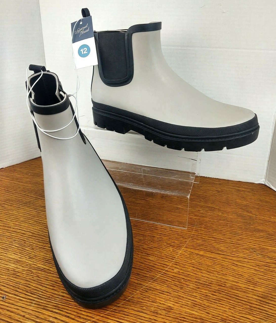 Universal Threads Grey Kaden Varies Szs Rubber Double Core Ankle Rain Boots NWT