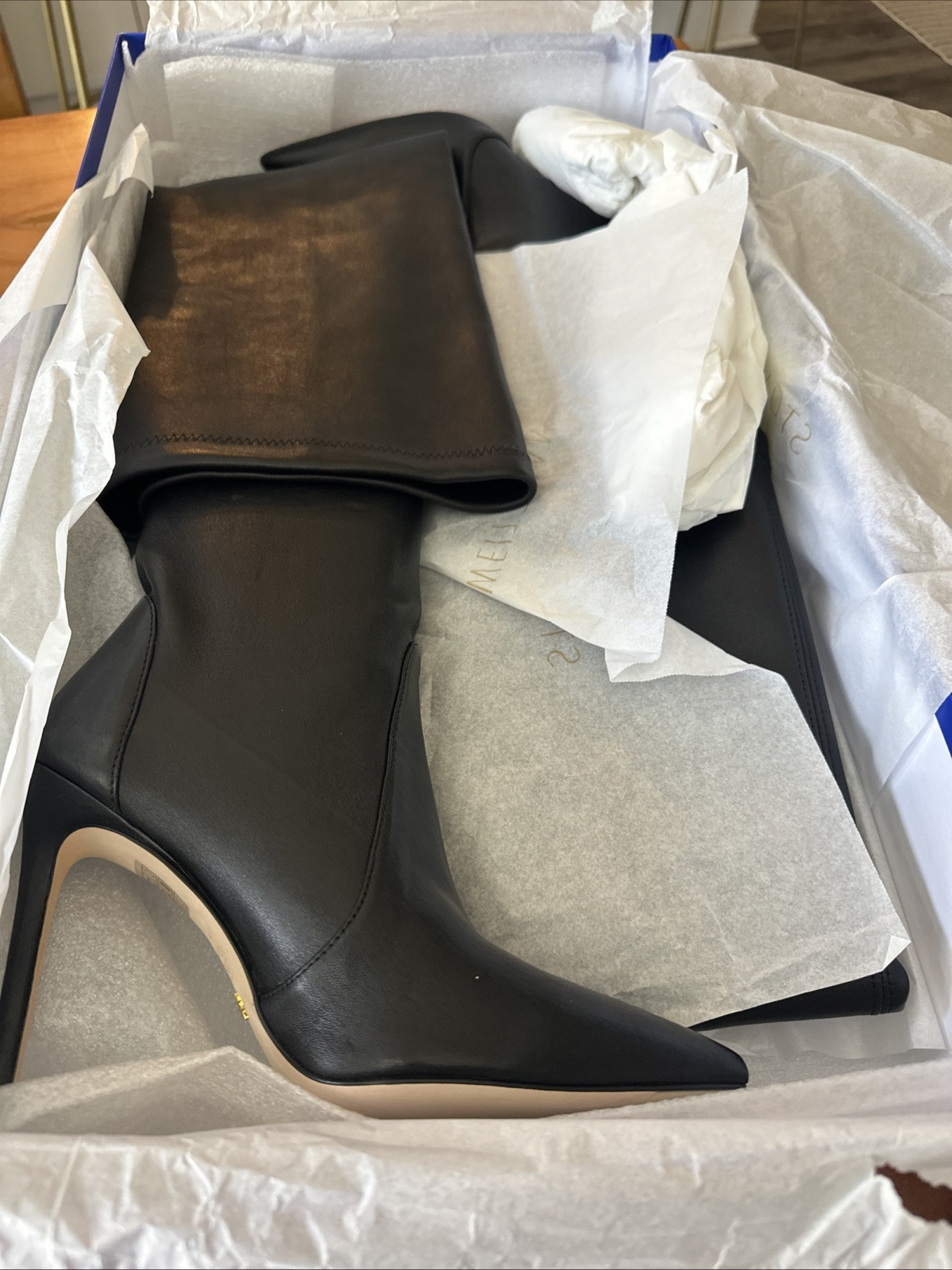 Stuart Weitzman Ultrastuart Royale 100 Boot black stretch Leather Nib 35.5 /5