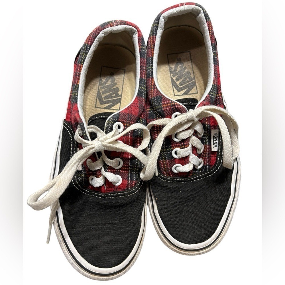 Vans Plaid Black and Red Sneakers