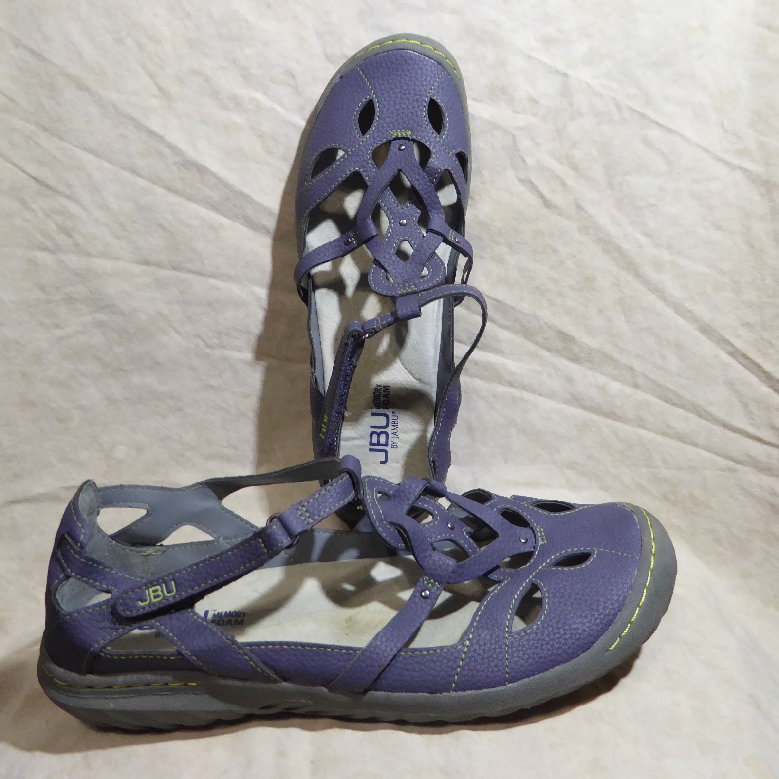 🩰 JBU Strappy Sport Sandals sz 10 M Blue Gray Leatherette; Stitched Details