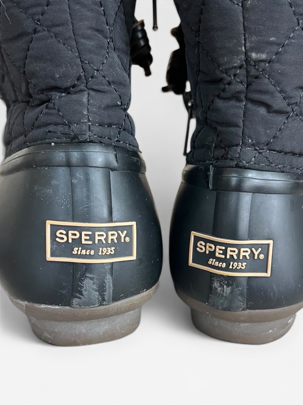 Sperry Saltwater Duck Waterproof Quilted Black Ankle Lace-Up Zip Boot 6.5M