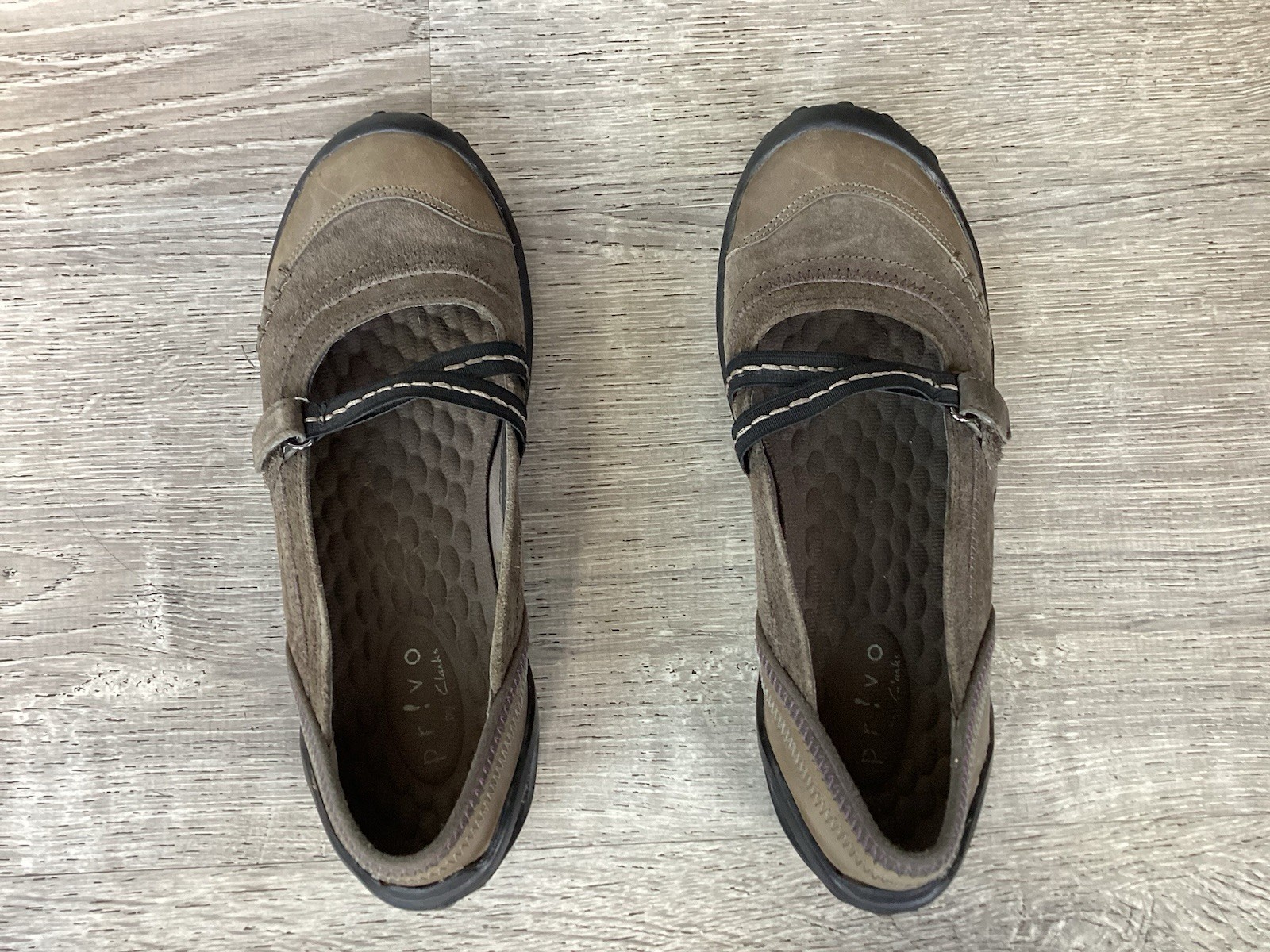 Privo By Clarks Womens Size 6.5 Brown Gray Mary Janes Flats 37695 Slip On Shoes