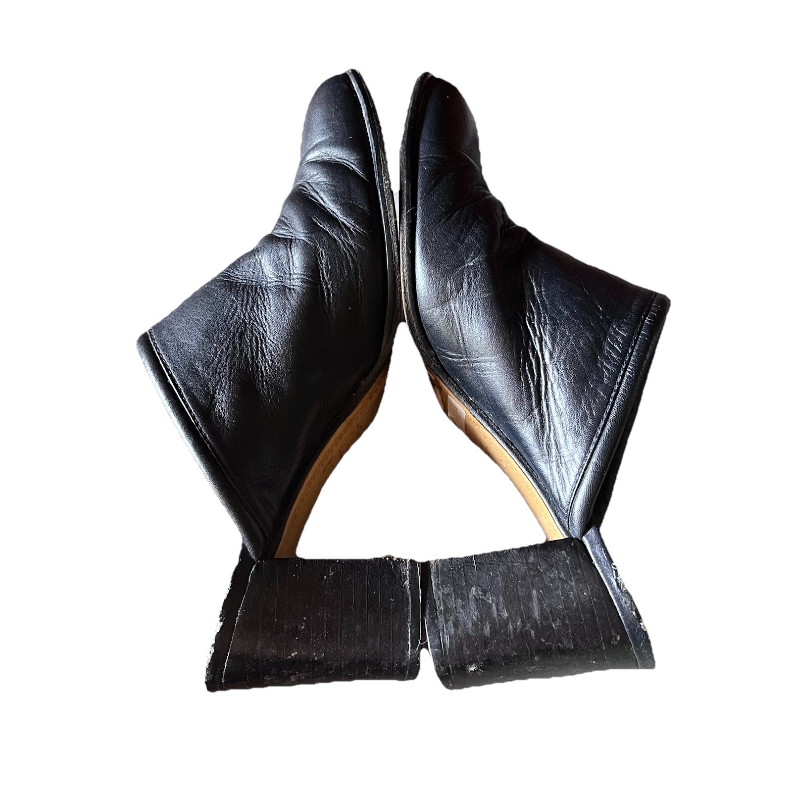 Vintage Y2K Black Leather Mules EU 39 – Goth Grunge Biker Witchy Retro