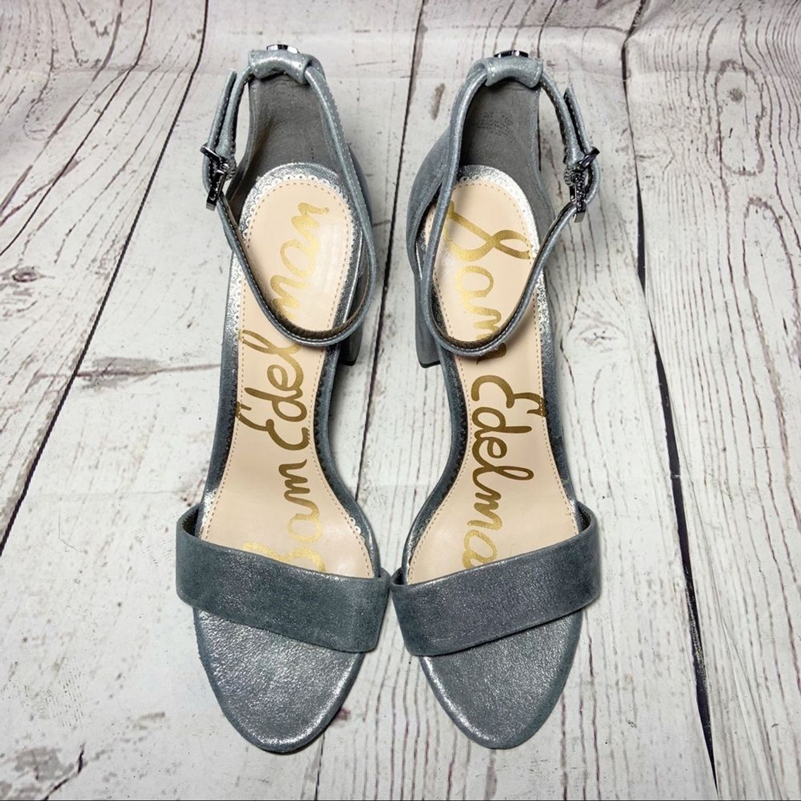 NEW Sam Edelman Yaro Metallic Gray Sandal 9 NWOT