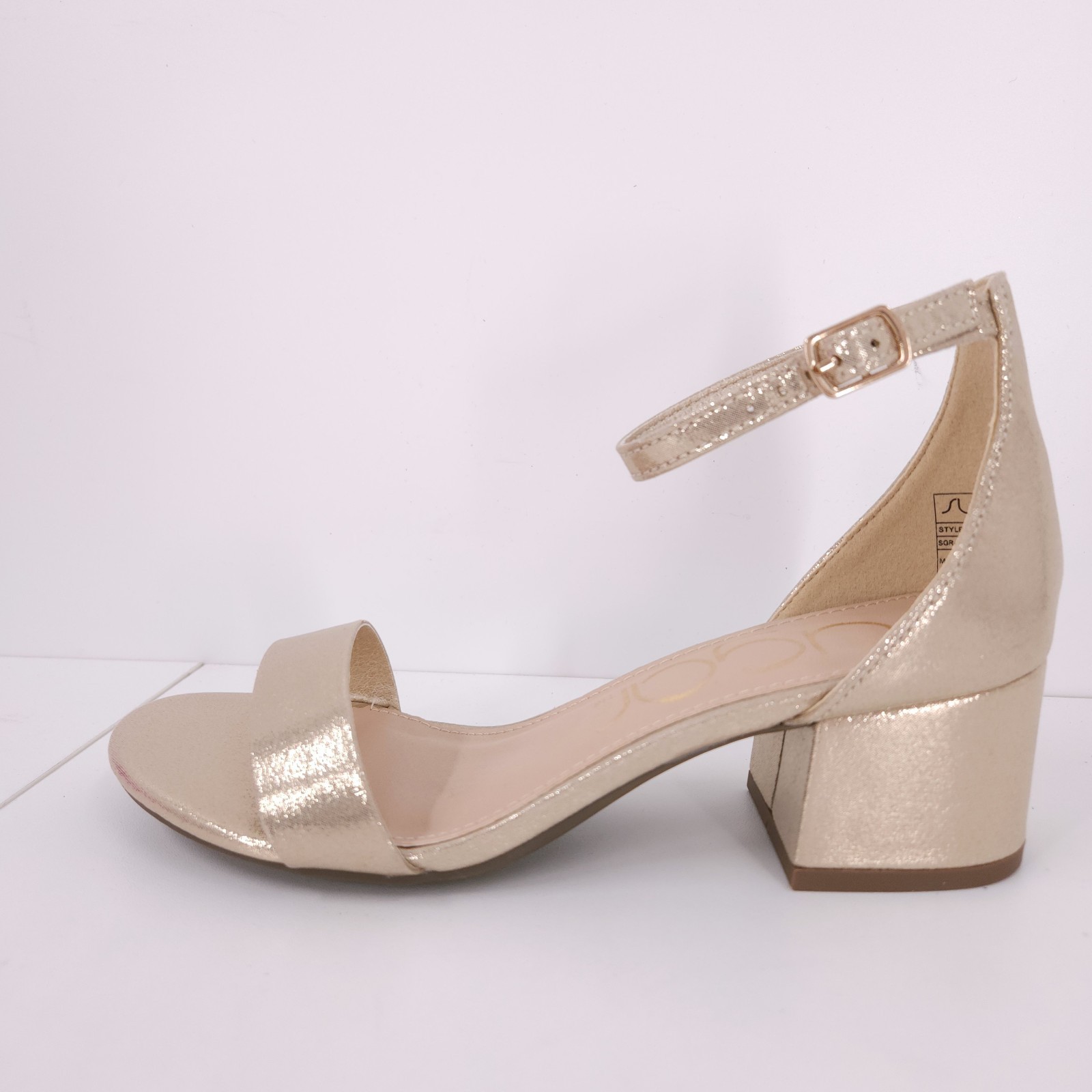 Sugar Noelle Champ Glimmer Fab Block Ankle Strap Sandals Womens Size 6 M