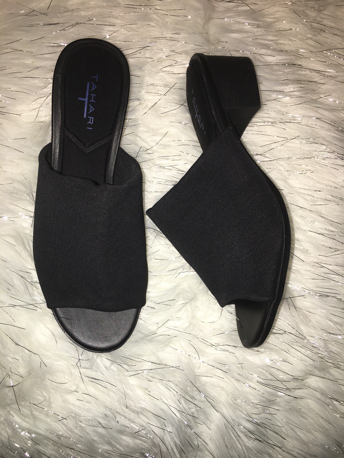 Tahari onlea Open Toe Casual Mule black Sandals sz 7.5 new