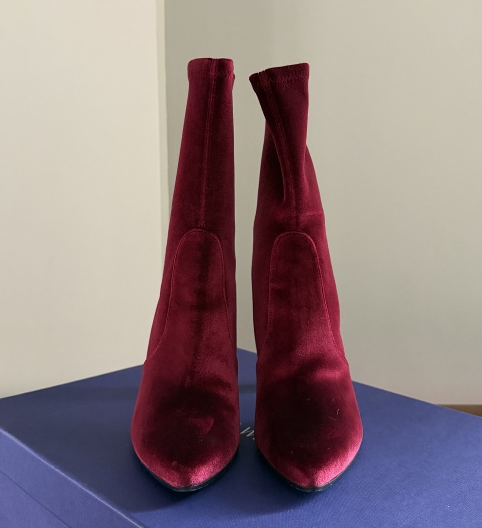 Stuart Weitzman Scarlet Stretch Velvet Clinger Ankle Boots