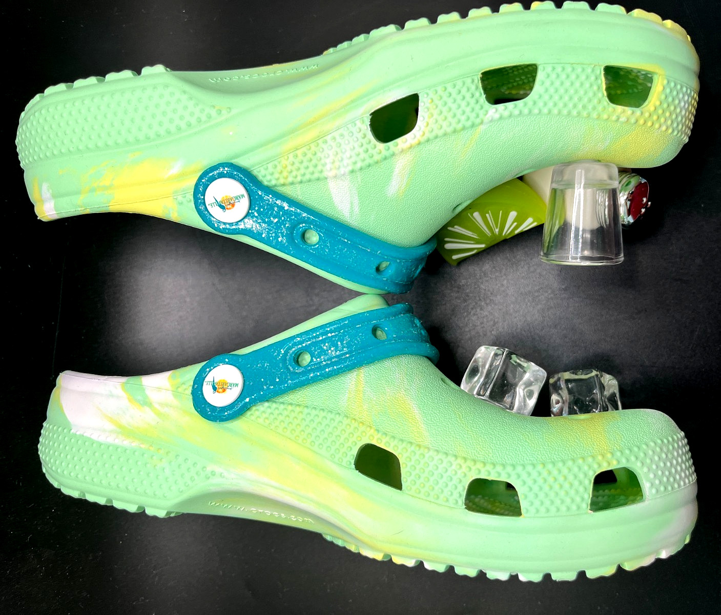 Crocs Margaritaville Classic Clog Lime Marble Tropical Jibbitz Mens 6 Womens 8