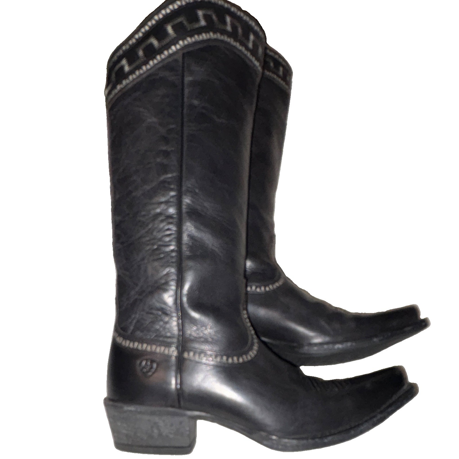 Ariat Women’s Black Leather Knee High Western Boots Zip Pointed Toe 8.5B