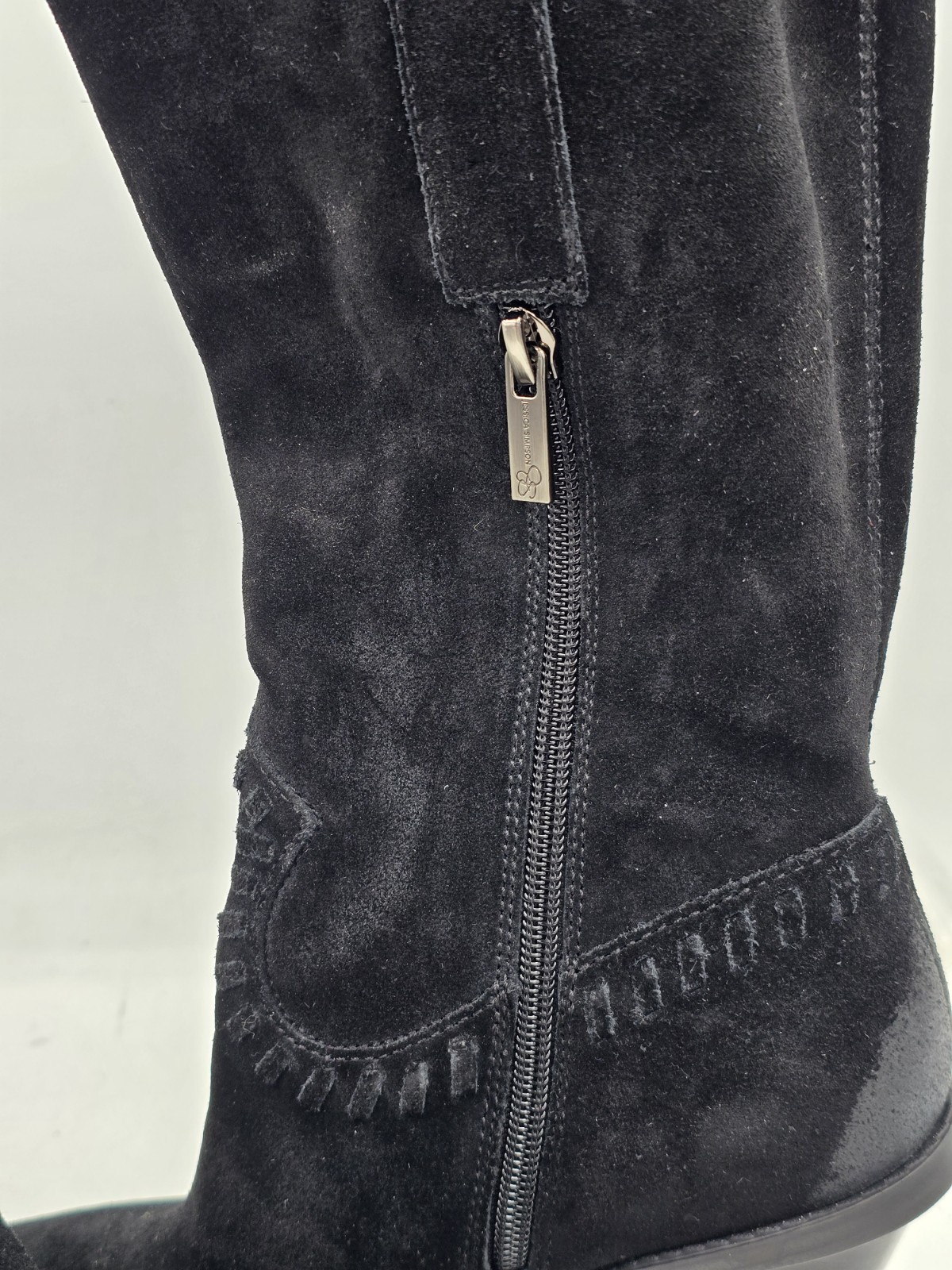 Jessica Simpson Women’s Lisabeth Knee-High Fringe Cowbow Boots – Black Size 5M