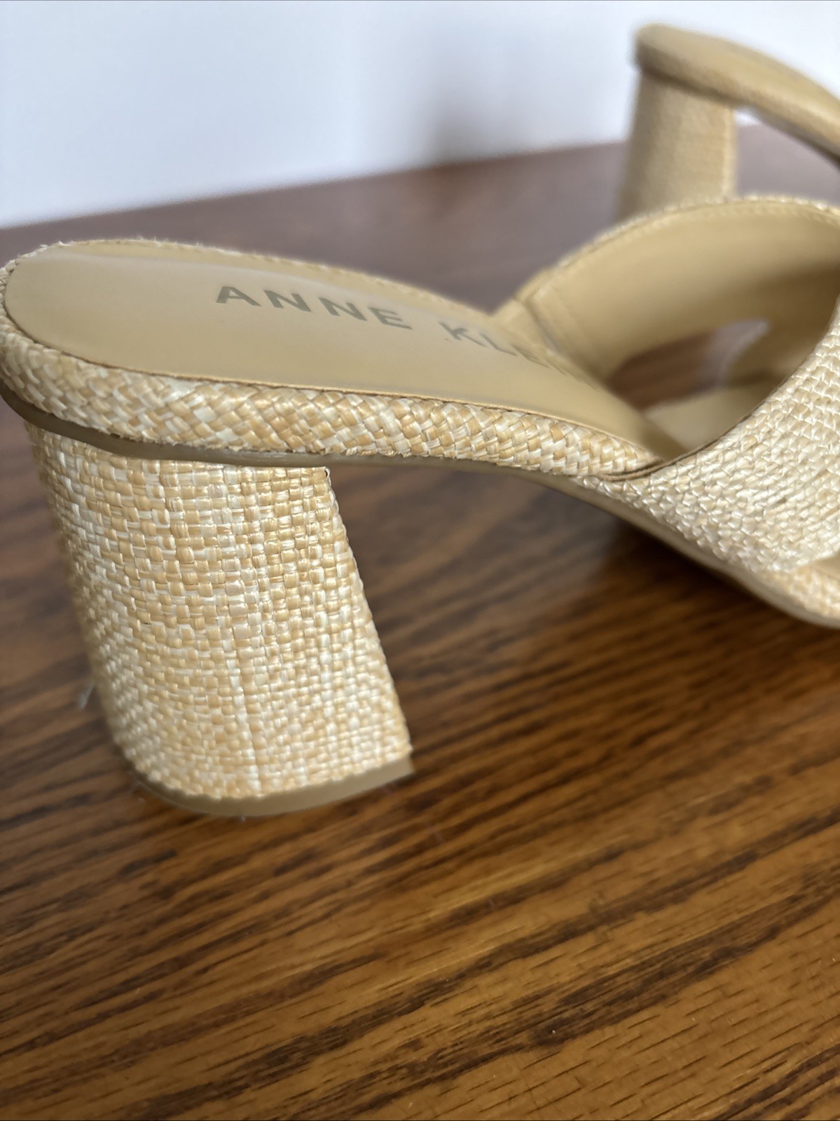 Anne Klein Women’s Size 7 1/2 Atlas Dress Sandals Raffia-Style 2.75 Inch Heels