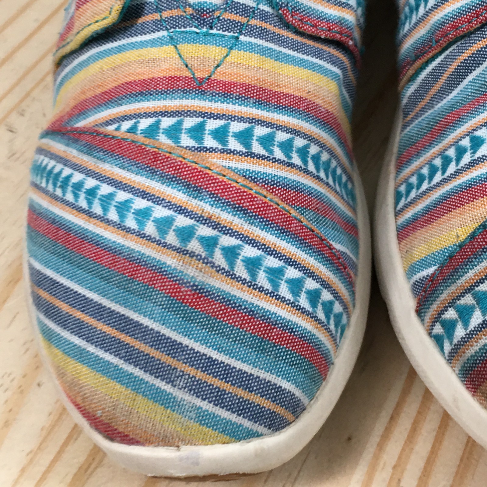 TOMS Shoes Womens 8 Del Rey Striped Casual Lace Up Sneakers Blue Multicolor
