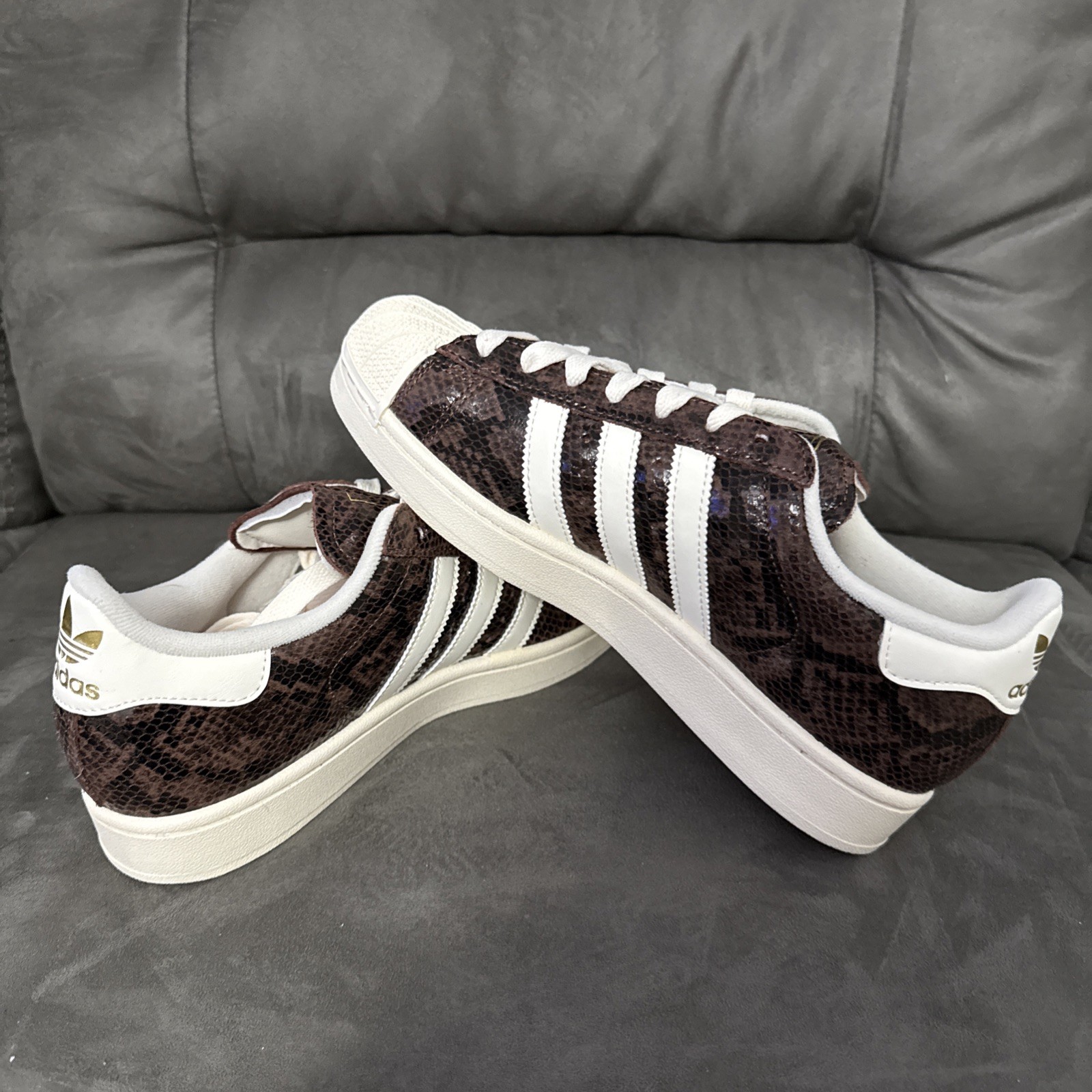 New Adidas Superstar II Lifestyle Shoes Brown/Cream White/Alumina Women’s 8.5