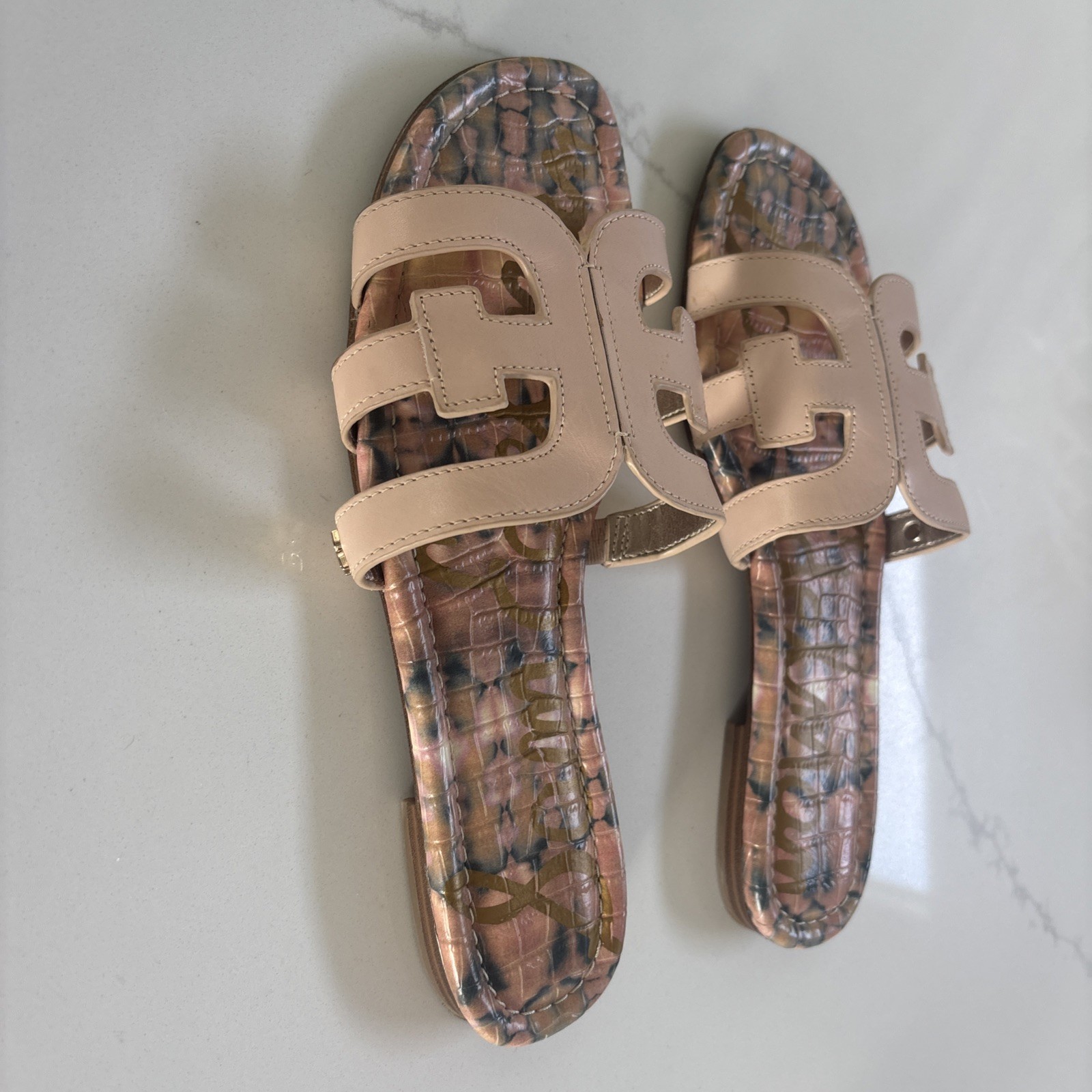 SAM EDELMAN BAY LT PINK LEA MULTI SANDALS SLIDES 8M EUC IN BOX