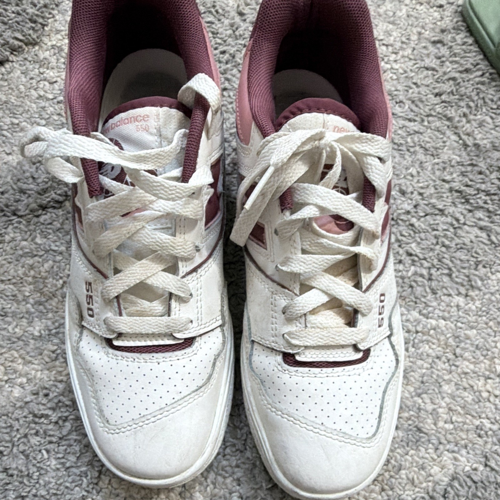 New Balance 550 Washed Burgundy Women’s Leather Low-Top Lace-Up Sneakers