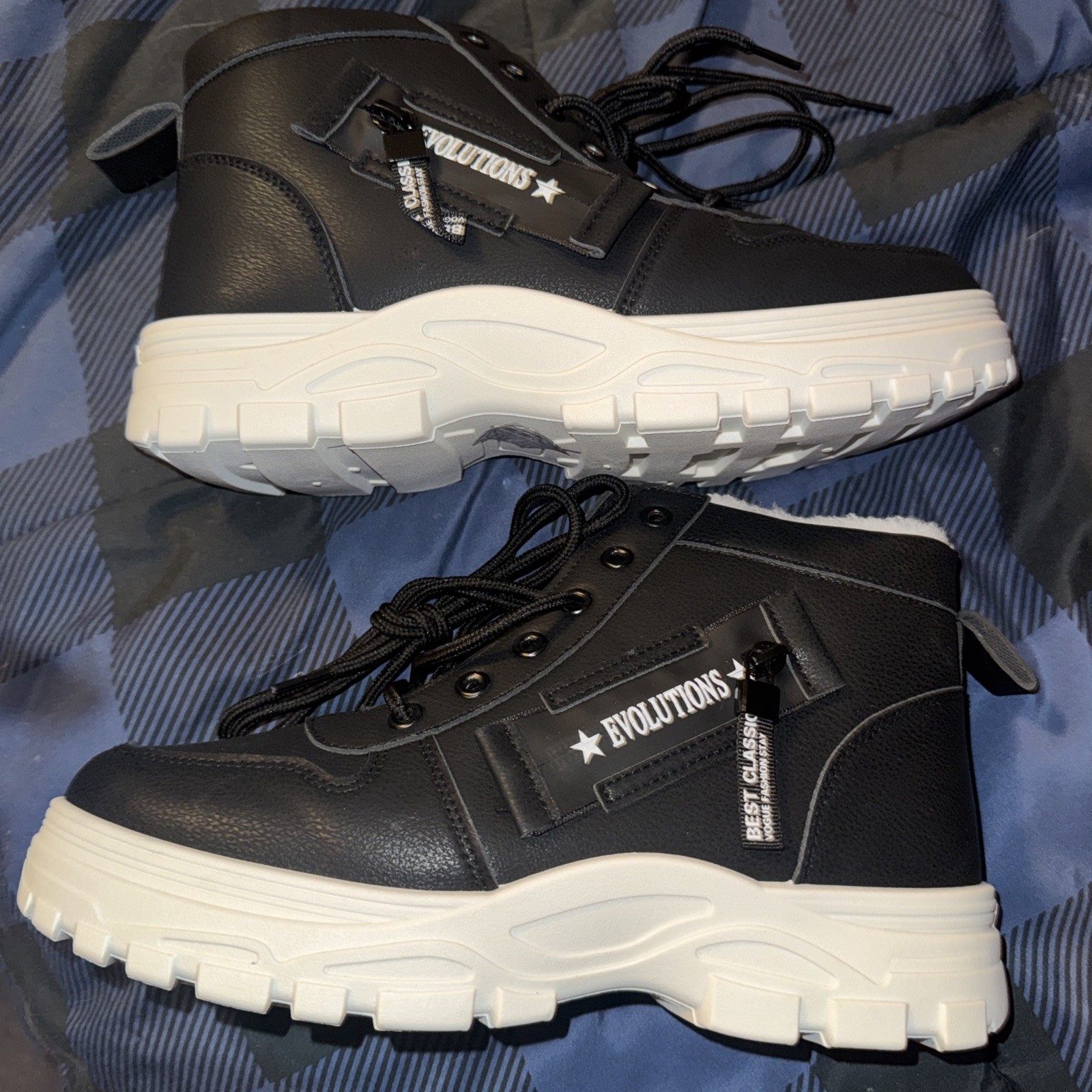 Brand New EVOLUTIONS HIGH TOP BOOTS~ Black Size Woman’s 42 Super Adorable
