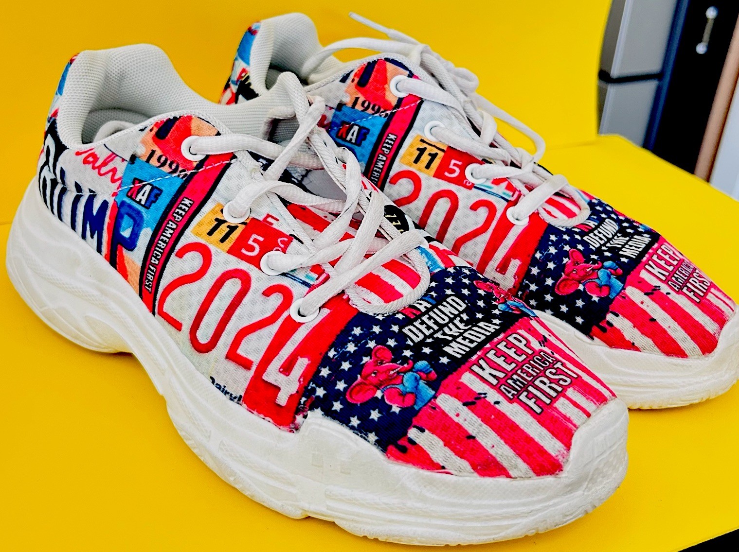 Trump 2024 Novelty Sneakers Women’s US 8 Men’s 6 EU 39 Patriotic Flag Shoes