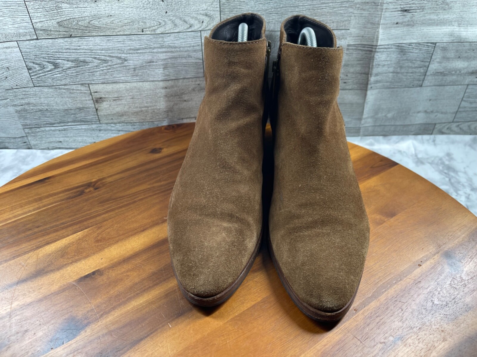 Aquatalia Farin Boots Women 9.5M Shoes Brown Suede Strap Waterproof Ankle Bootie