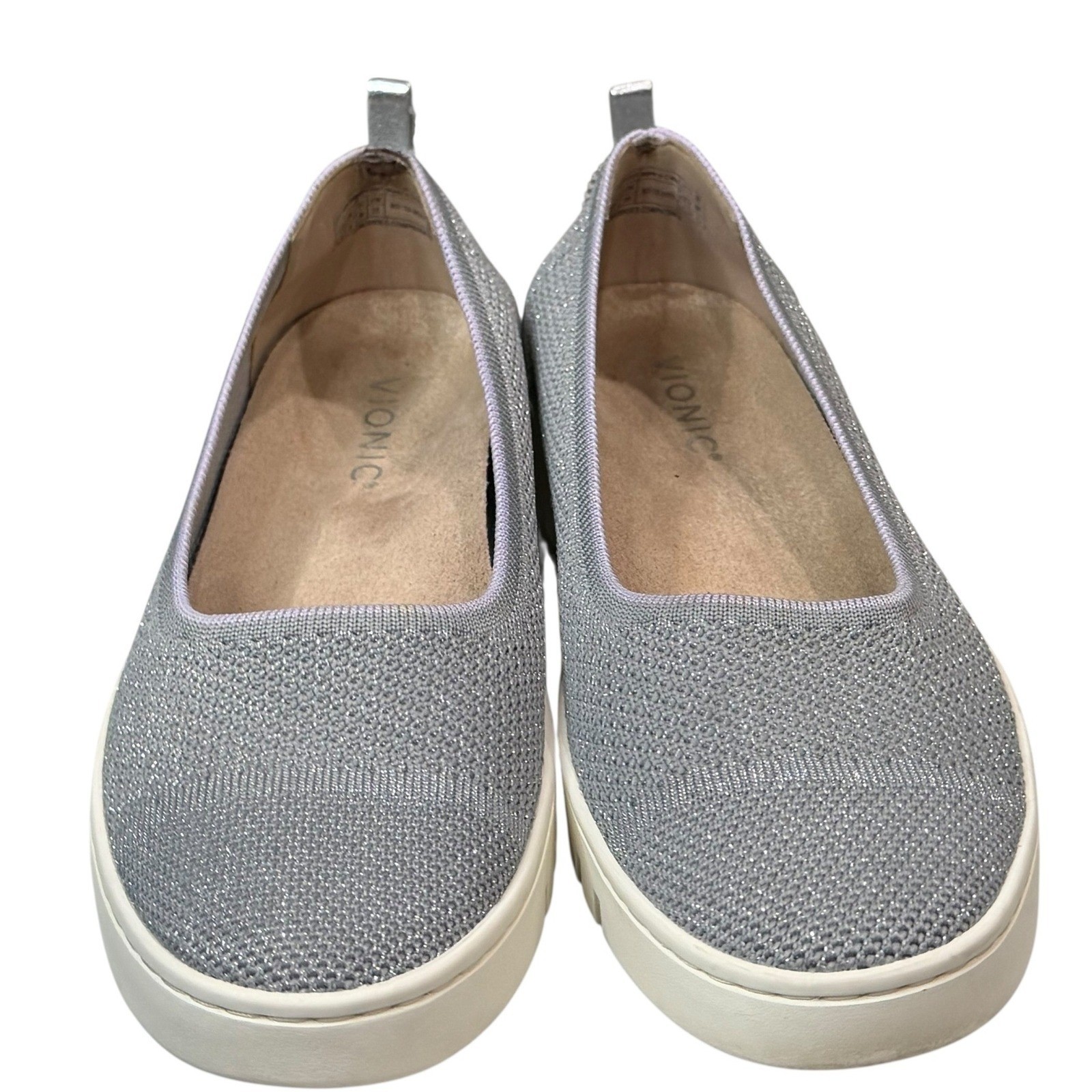 Vionic Uptown Skimmer Knit Shoes Womens 8.5 Gray Breathable Casual Comfort Flats