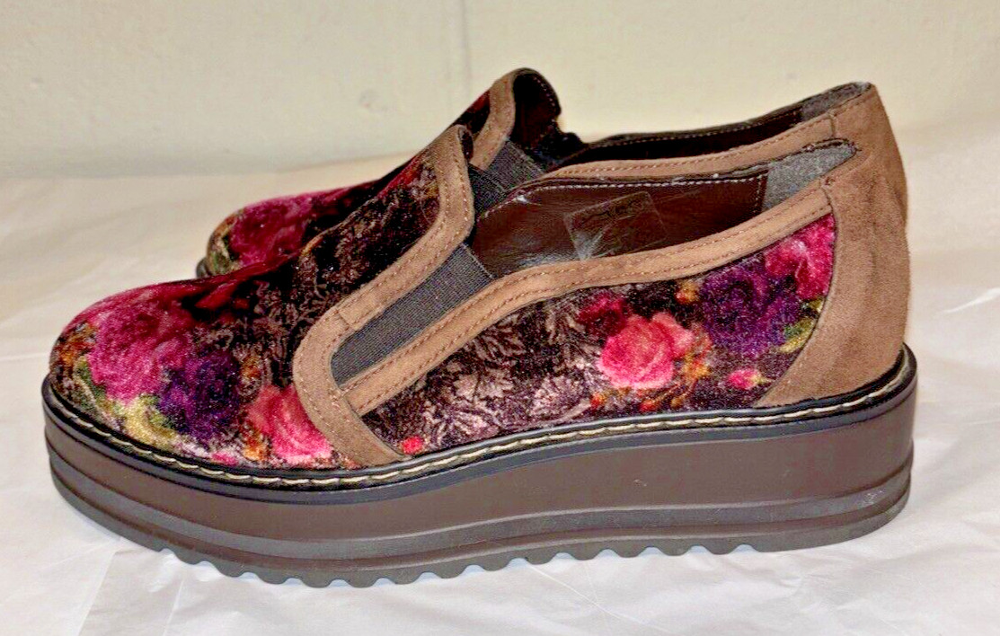 Summit By White Mountain Womens Leather Platform Loafers Pink Red Floral Size 6