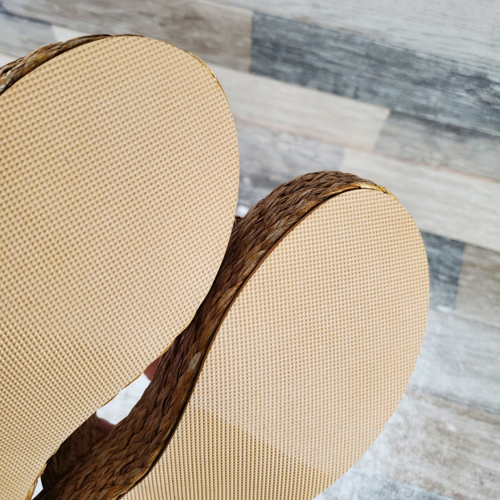 Matisse Ocean Ave Womens Platform Sandal Sz 10 M Cognac Raffia Slip On Round Toe