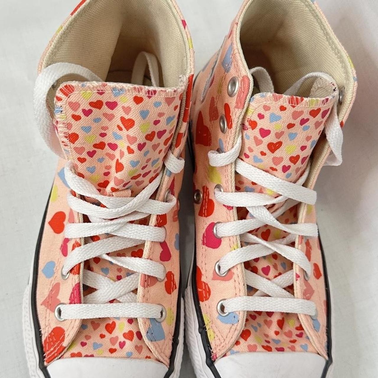 Converse All Star Pink Heart Print Hi-Top Sneakers – US Mens 4 Womens 6