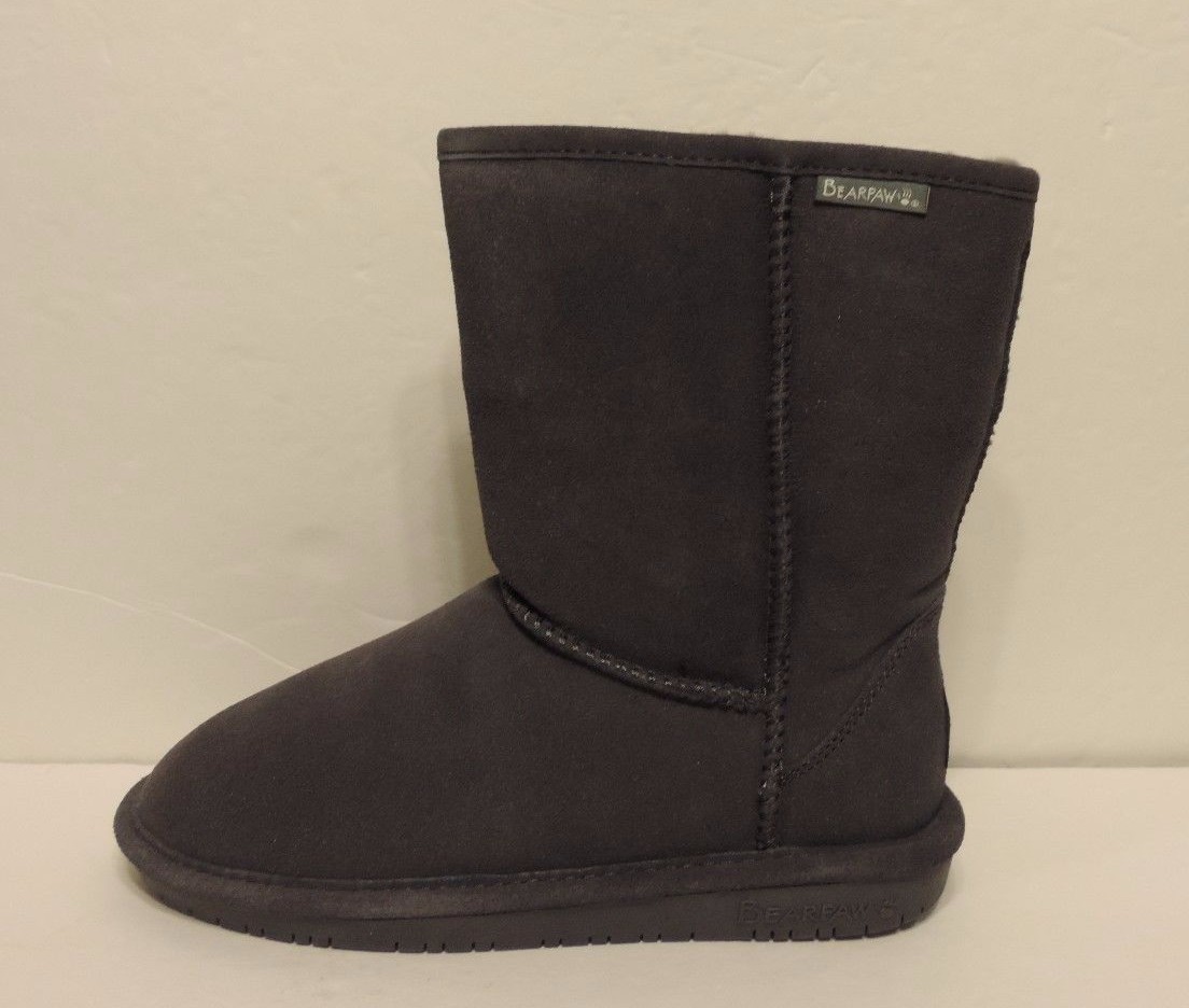 New Bearpaw Emma Short 8 608W Charcoal Cow Suede Upper Sheepskin wool blend 8