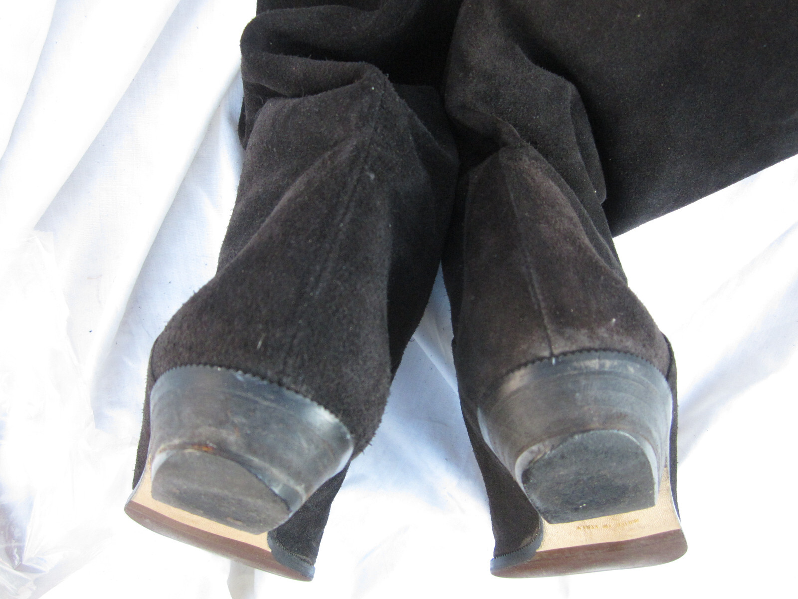 Joan & David VTG Italy 8.5 US slouchy nubuck suede leather riding boots Very 80s