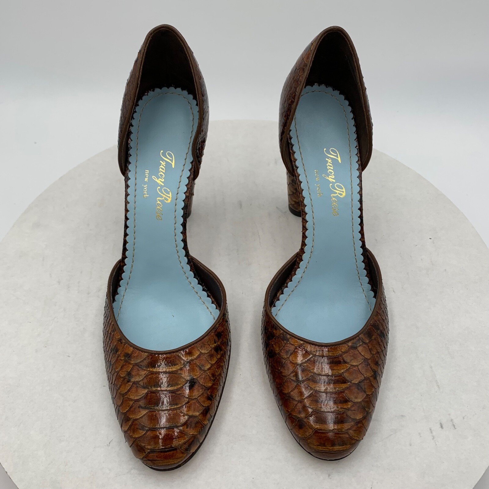 Tracy Reese Snakeskin D’Orsay Round Toe High Heels 39 1/2