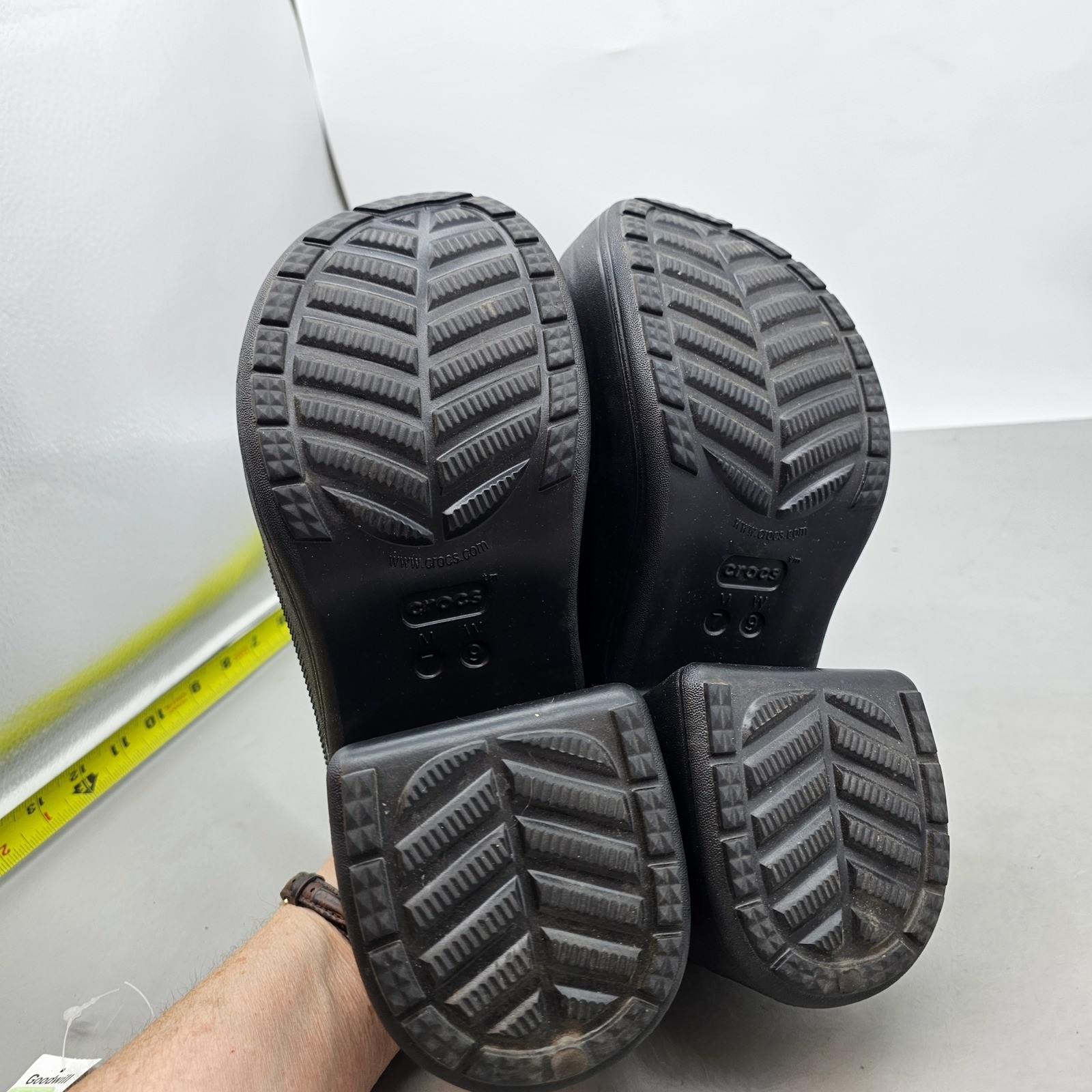 Crocs Siren Clog Black Platform Block Heel Mules Womens 9 Mens 7 208547-001