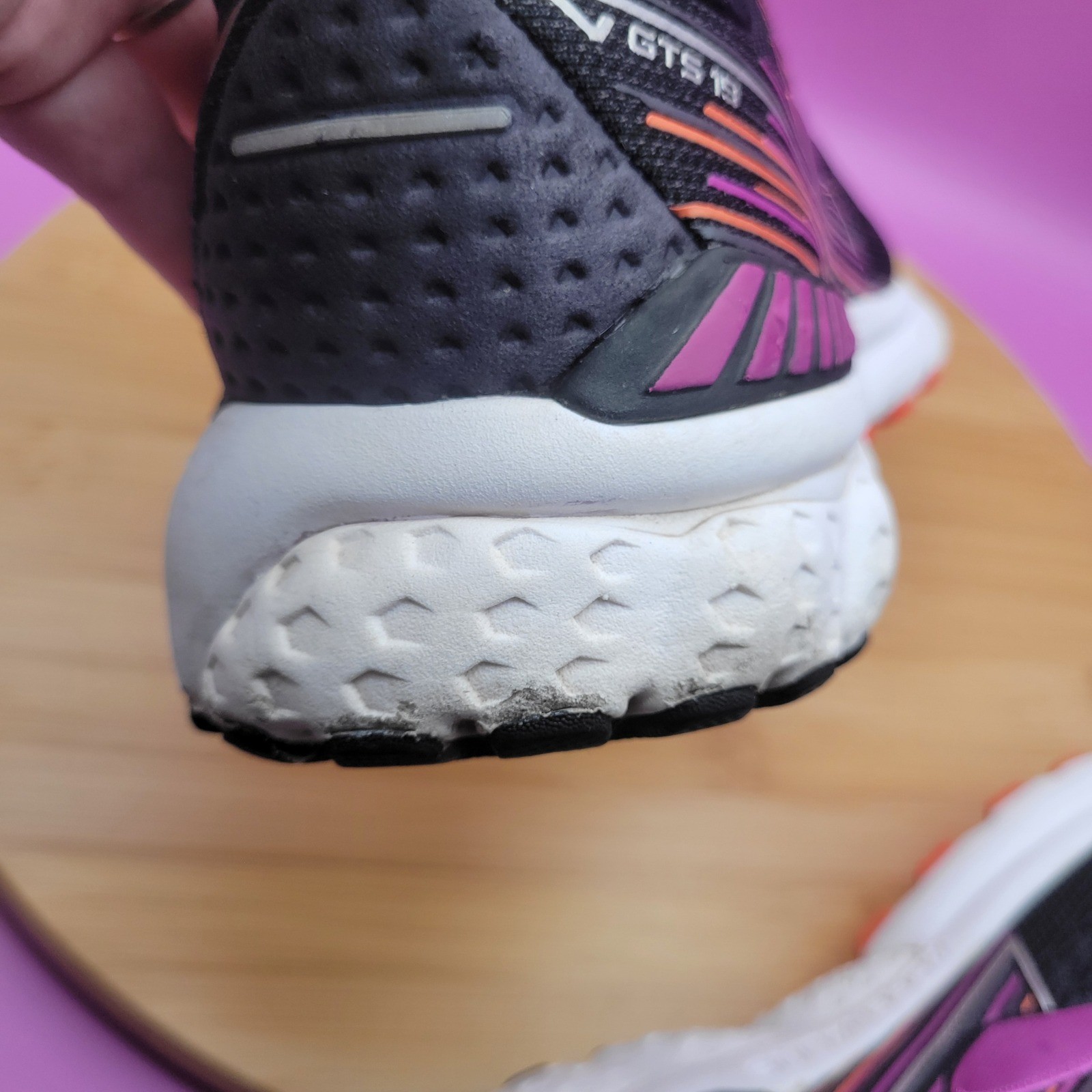 Brooks Adrenaline GTS 19 Womens Running Shoes Black Purple Coral 1202842A080 10N