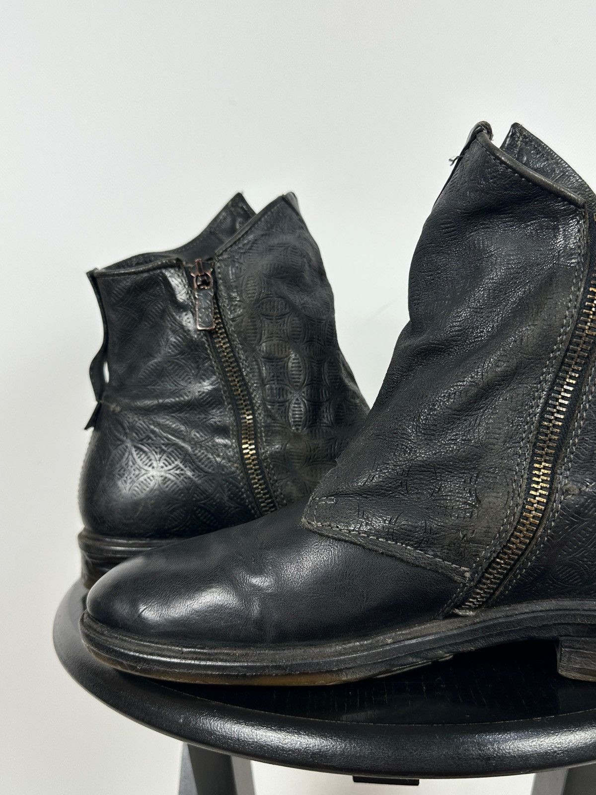 Women’s A.S.98. Airstep Black Leather Biker Gothic Ankle Boots Size 39 EUR