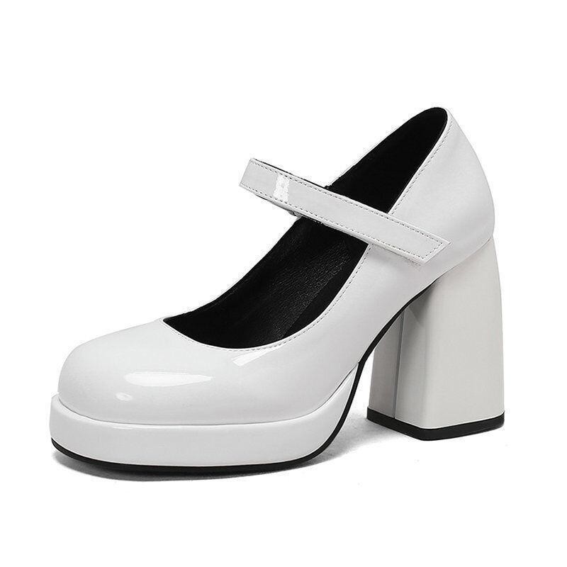 Womens Shiny Patent Leather High Heel Shoes Dress Casual Party Mary Jane Wedding