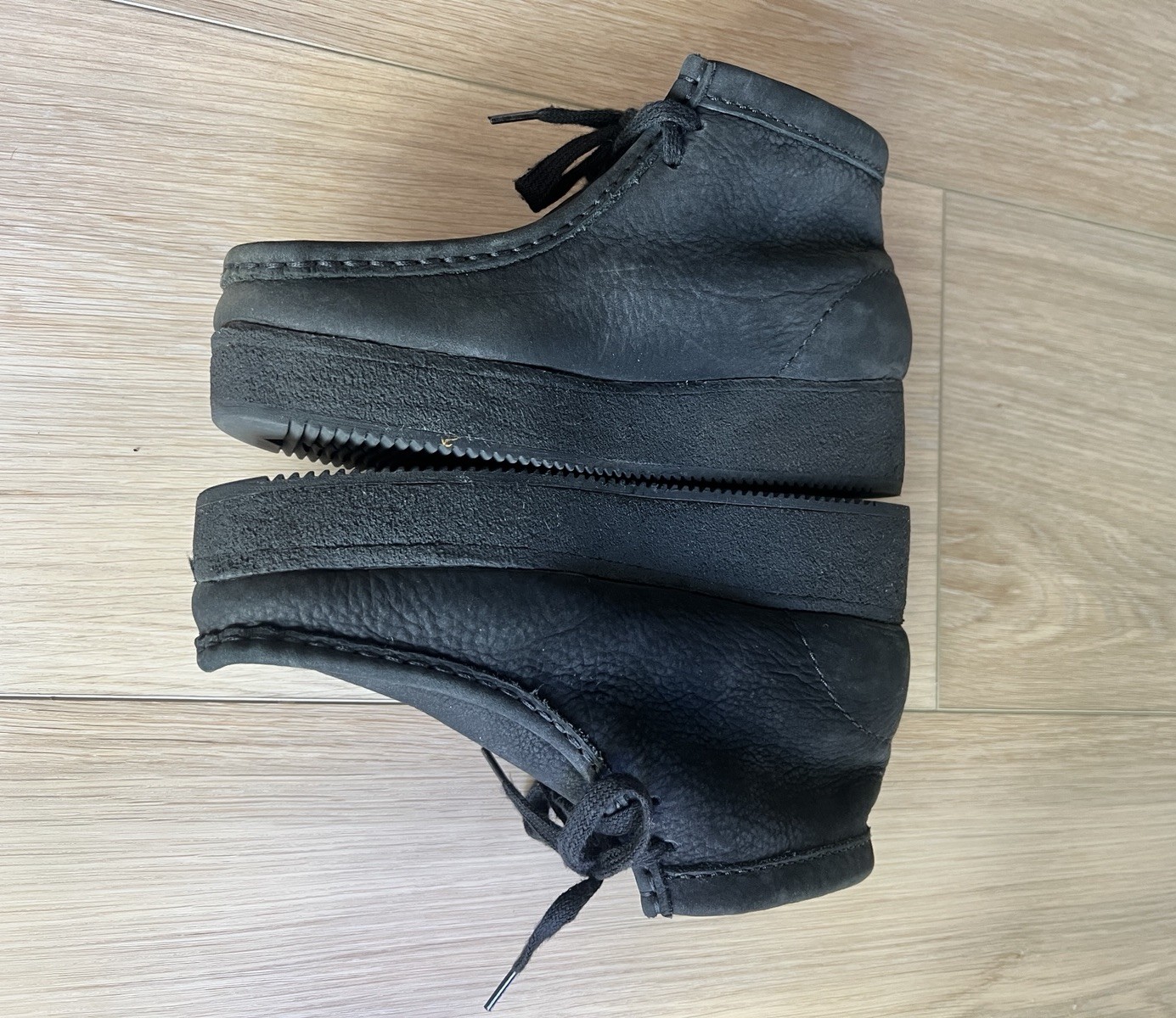Clarks Originals Black Leather Wallabee Ankle Boots Lace-Up US 6.5