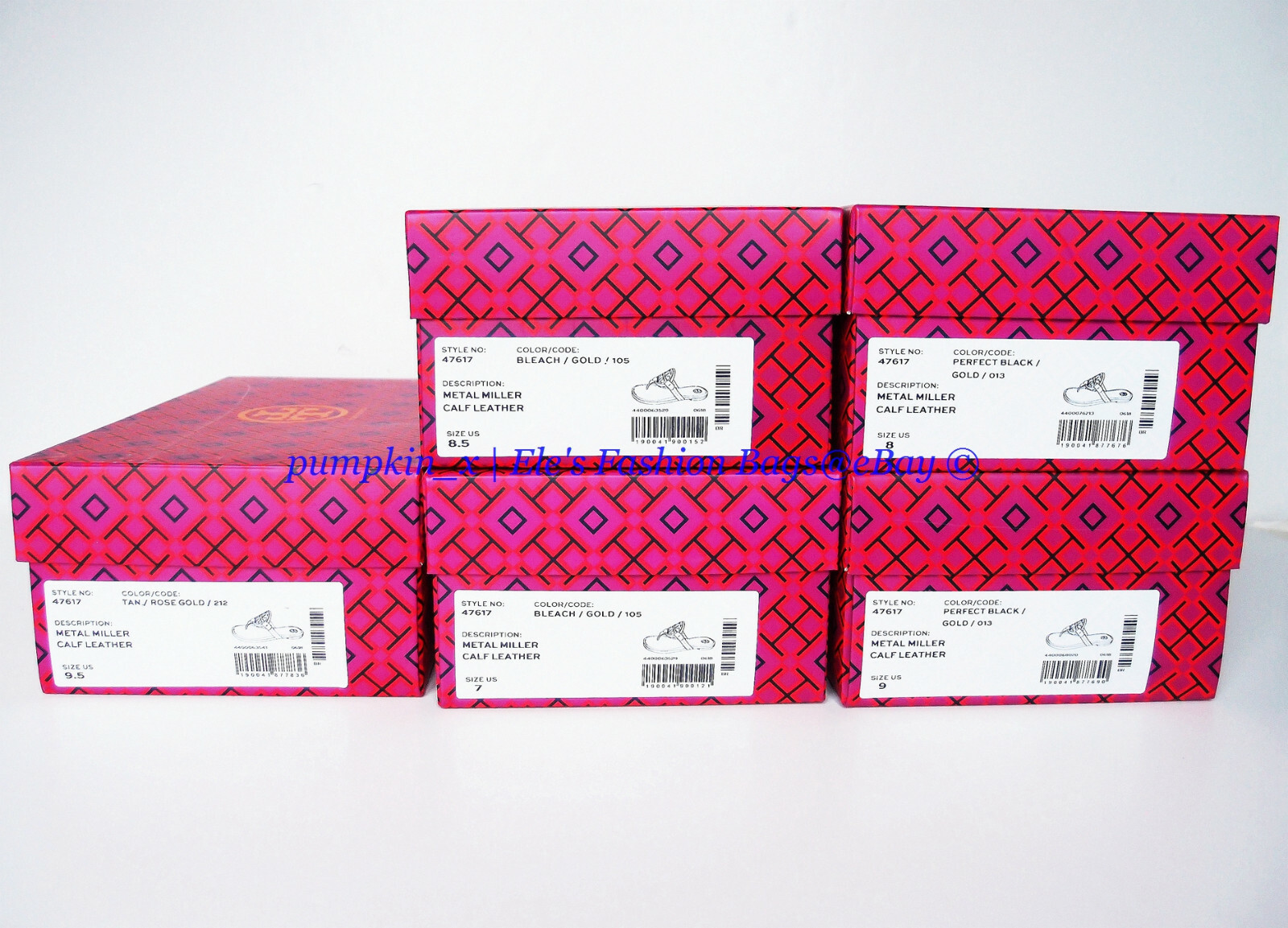 NIB Tory Burch Metal Miller Sandal Black Navy Tan White Pink Green Yellow 6 – 10