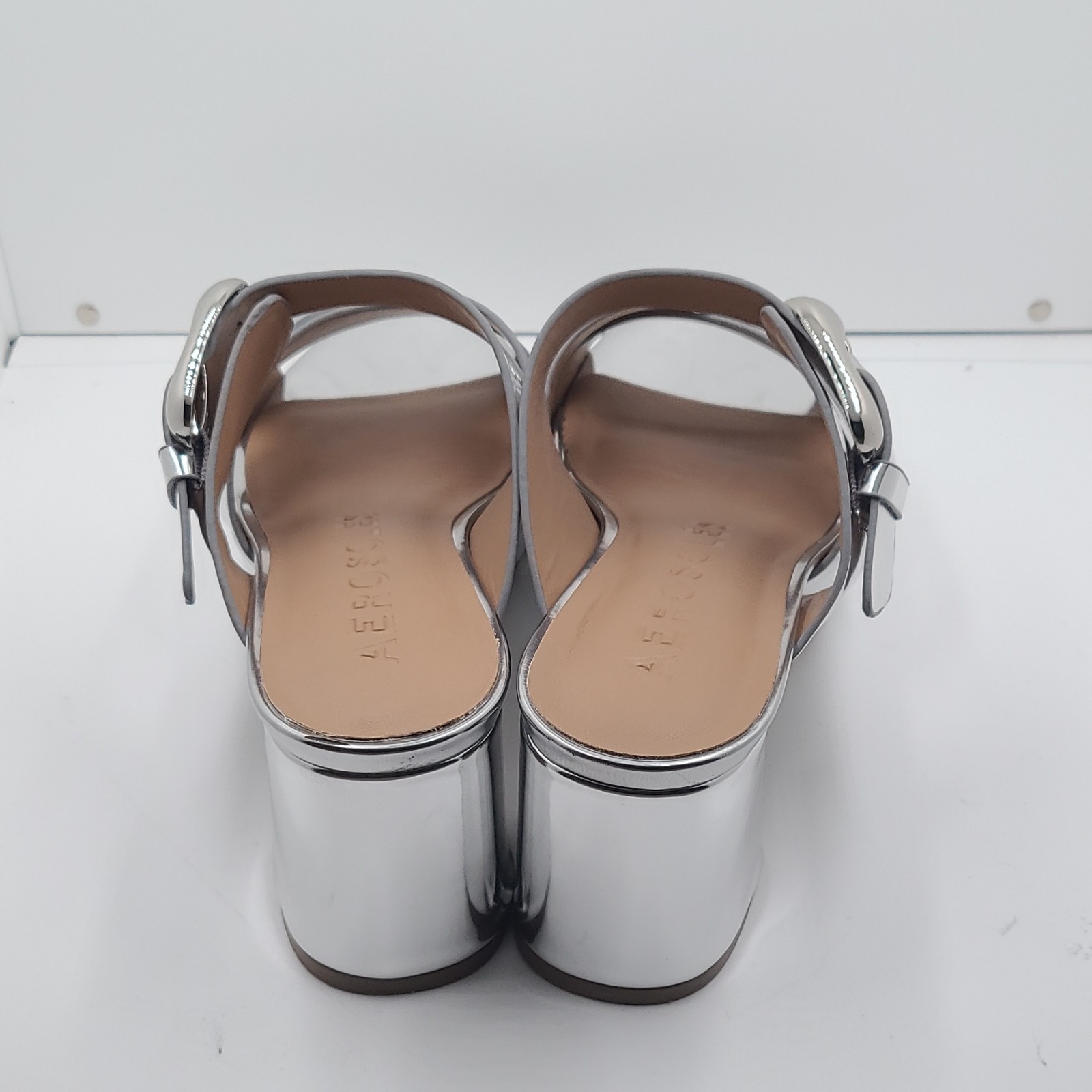 Aerosoles Silver Metallic Crisscross Buckle Slip-On Slide Sandals 9.5M