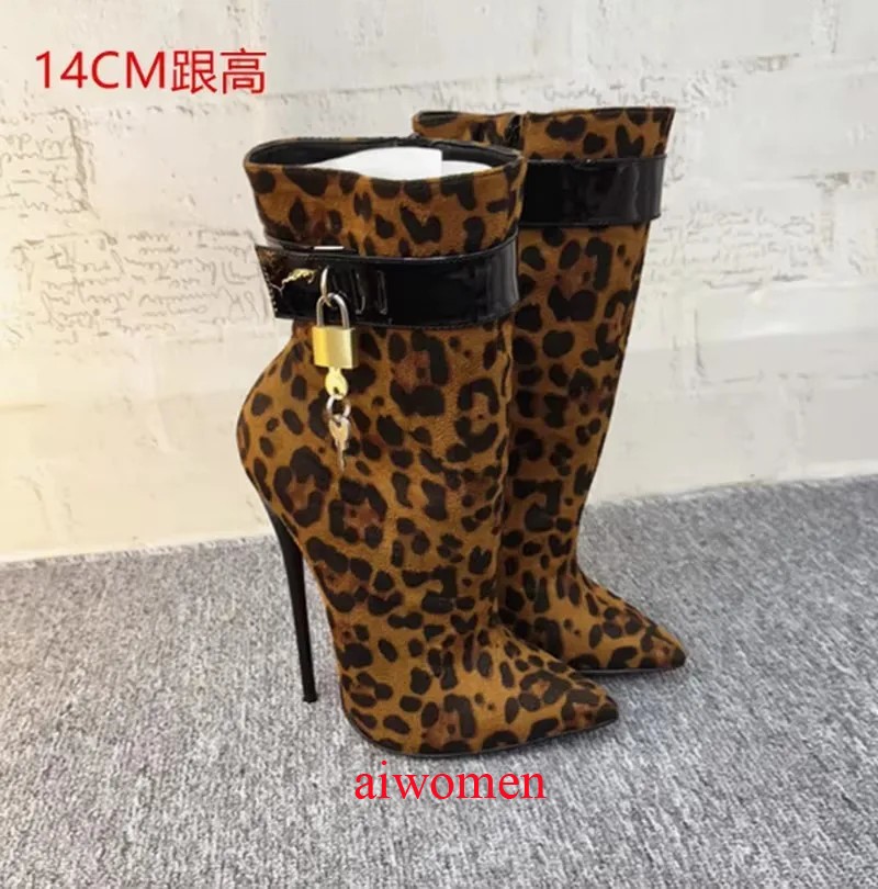 Women 16cm High Heels Ankle Boots Pointed Toe Short Boot Side Zip Booties Shoes