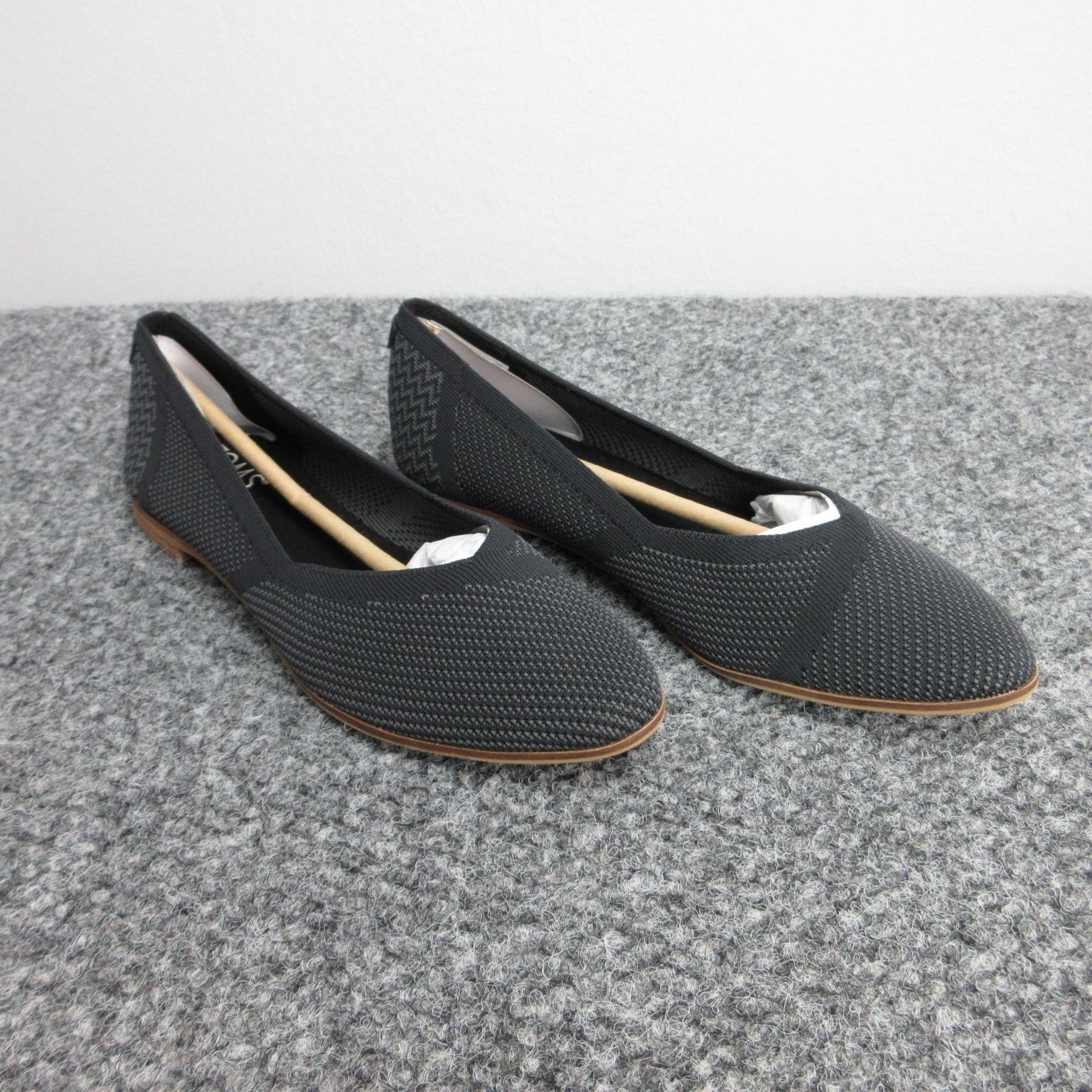 TOMS Shoes Womens Size 7.5 Black Jutti Neat Chevron Knit Pointed Flats REPREVE