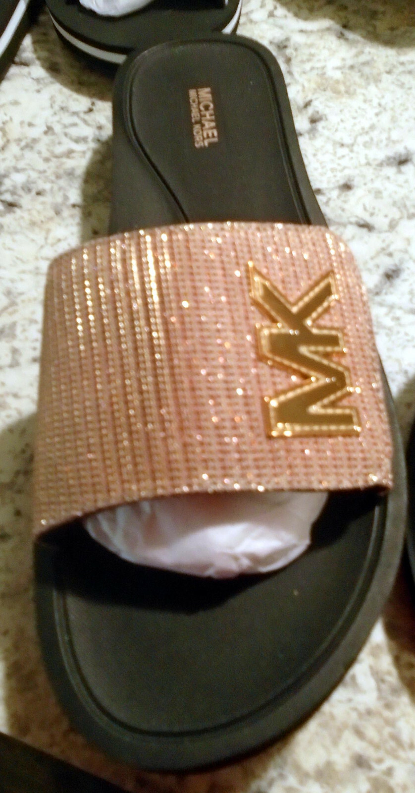 Michael Kors MK Slides Gilmore & Eva Pink Blue Gold Black White MK Pink