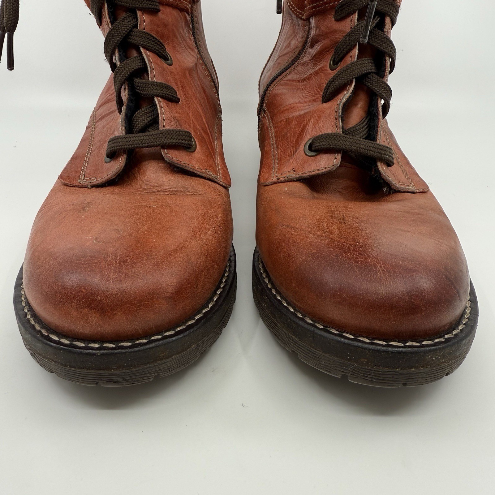 Dromedaris Kara Lace Up Boots Women Manarin Red Leather Suede Lug 9.5-10