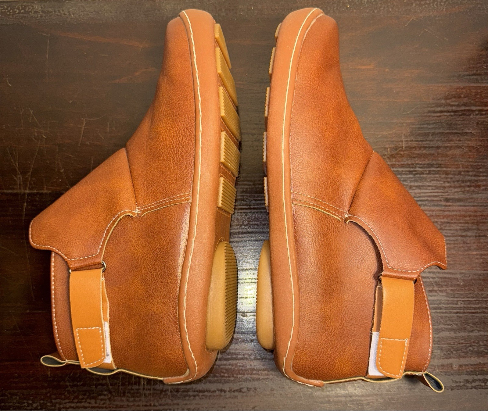 Faux Leather Ankle Boots Booties Women’s Brown Handmade (Size Not Marked)